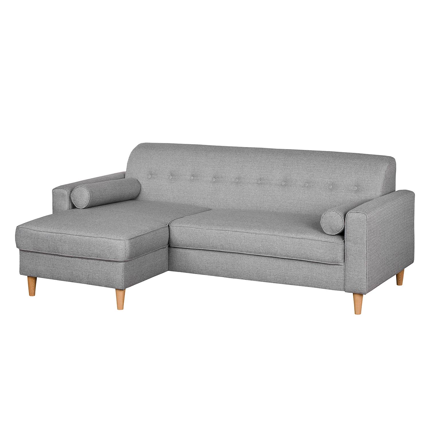 goedkoop Hoekbank Viona III geweven stof longchair vooraanzicht links Stof Kasa Grijs Morteens