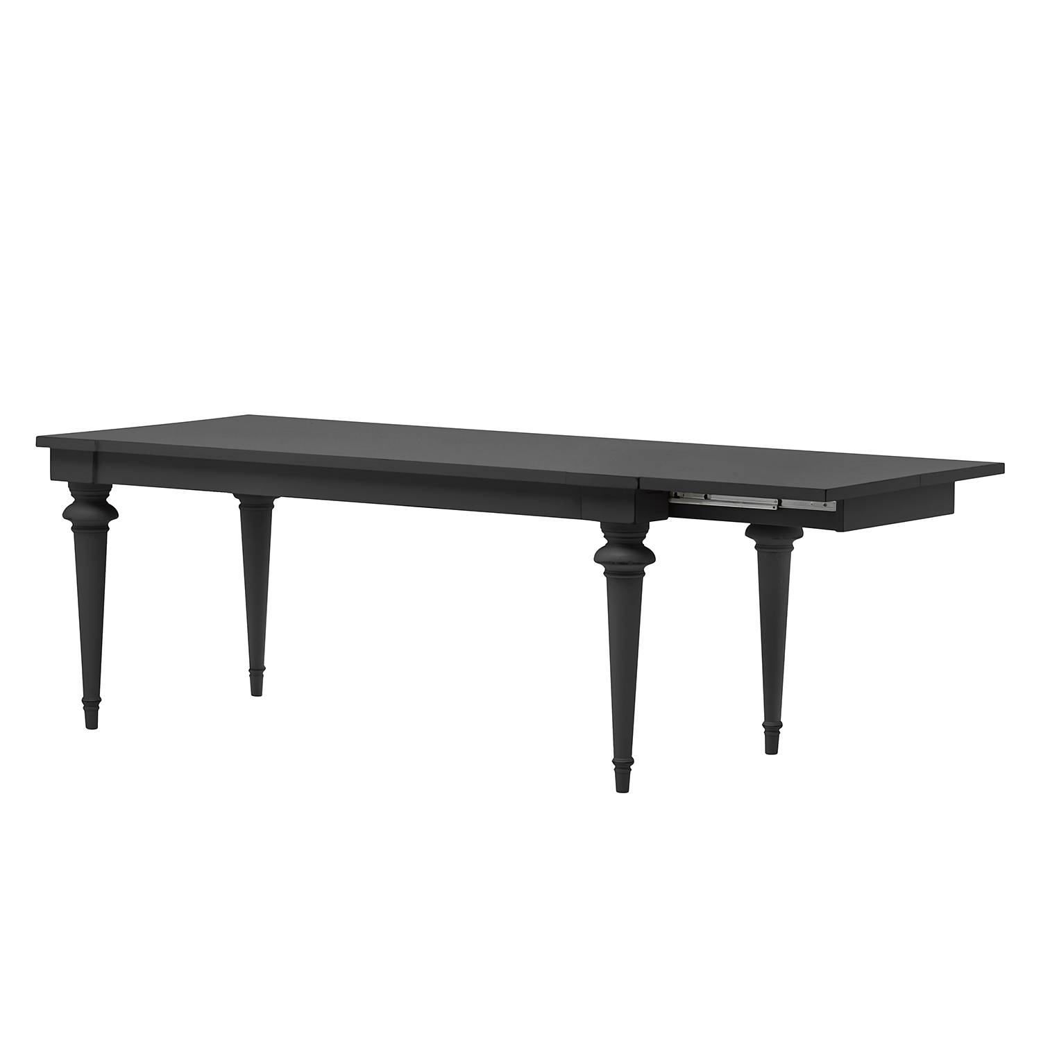 home24 Maison Belfort Esstisch Azjana Massivholz Pinie Ausziehbar Schwarz 182x76x90 cm (BxHxT) Landhaus für 8-10 Personen