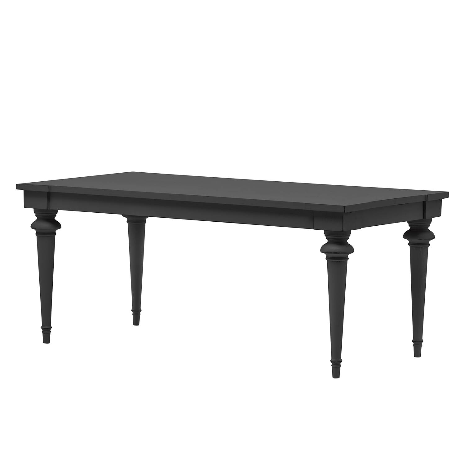 home24 Maison Belfort Esstisch Azjana Massivholz Pinie Schwarz 182x76x90 cm (BxHxT) Landhaus für 6-8 Personen