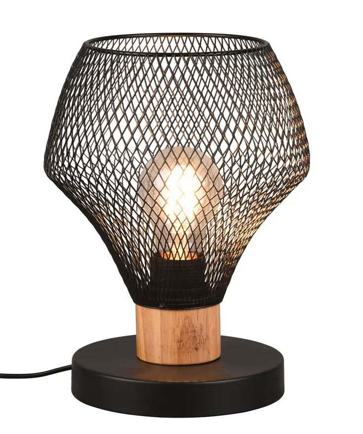 Nachttischlampe Holz Tischlampe schwarz