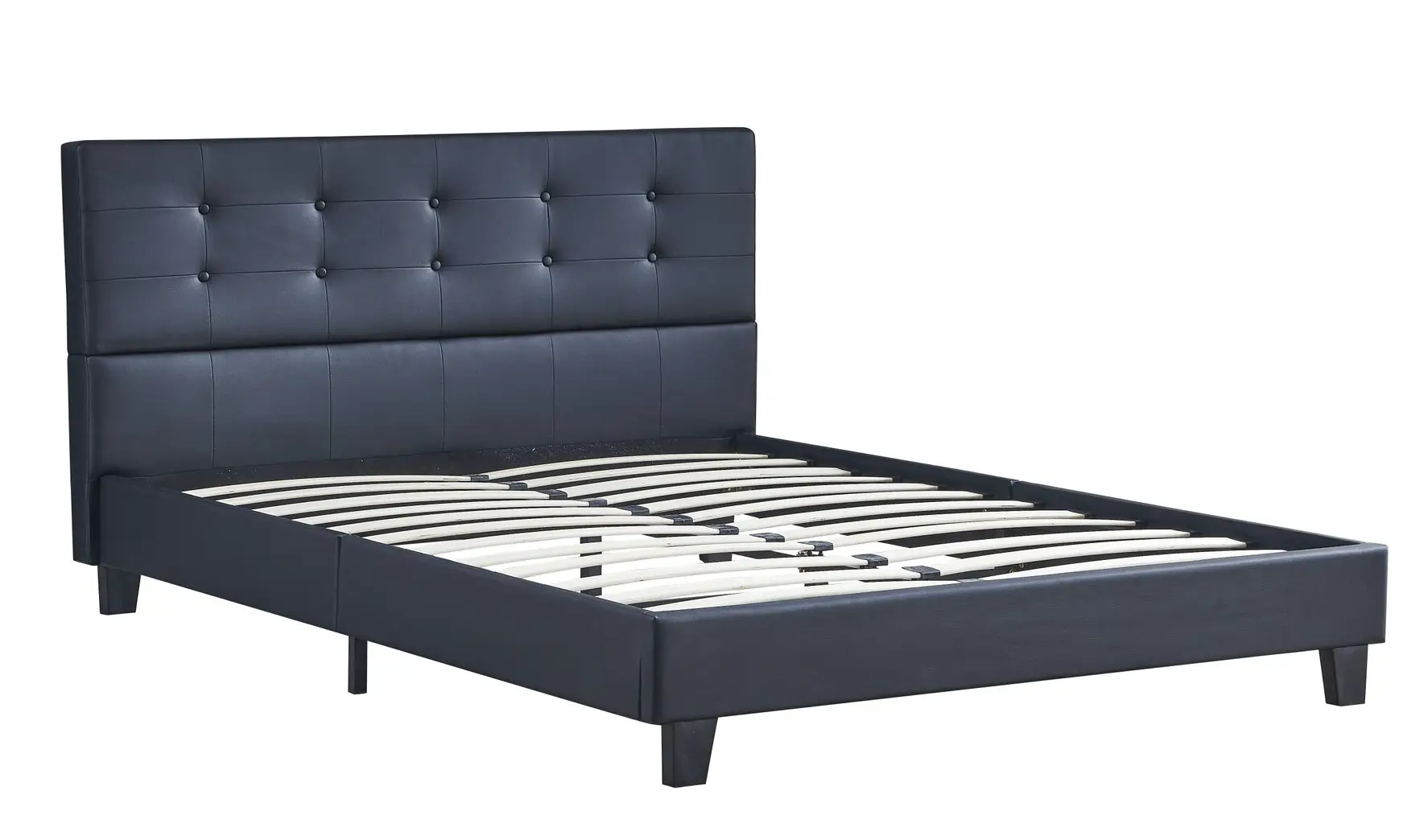 Bett aus schwarzem Kunstleder 120x190cm