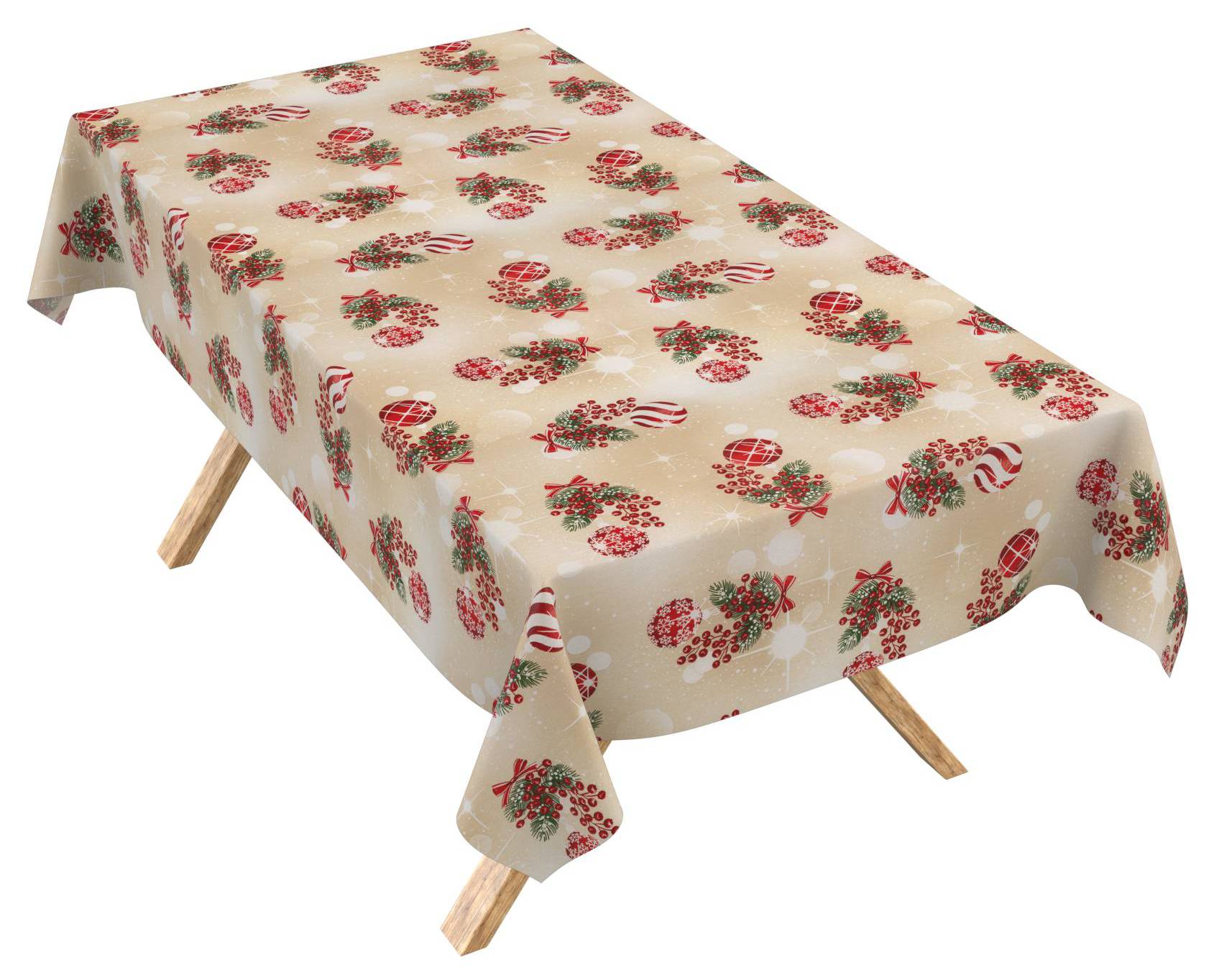 ANRO Wachstuchtischdecke Weihnachten Rot – Schneeflocken-Motiv – Rund 120 Cm – Abwaschbar & Wasserabweisend