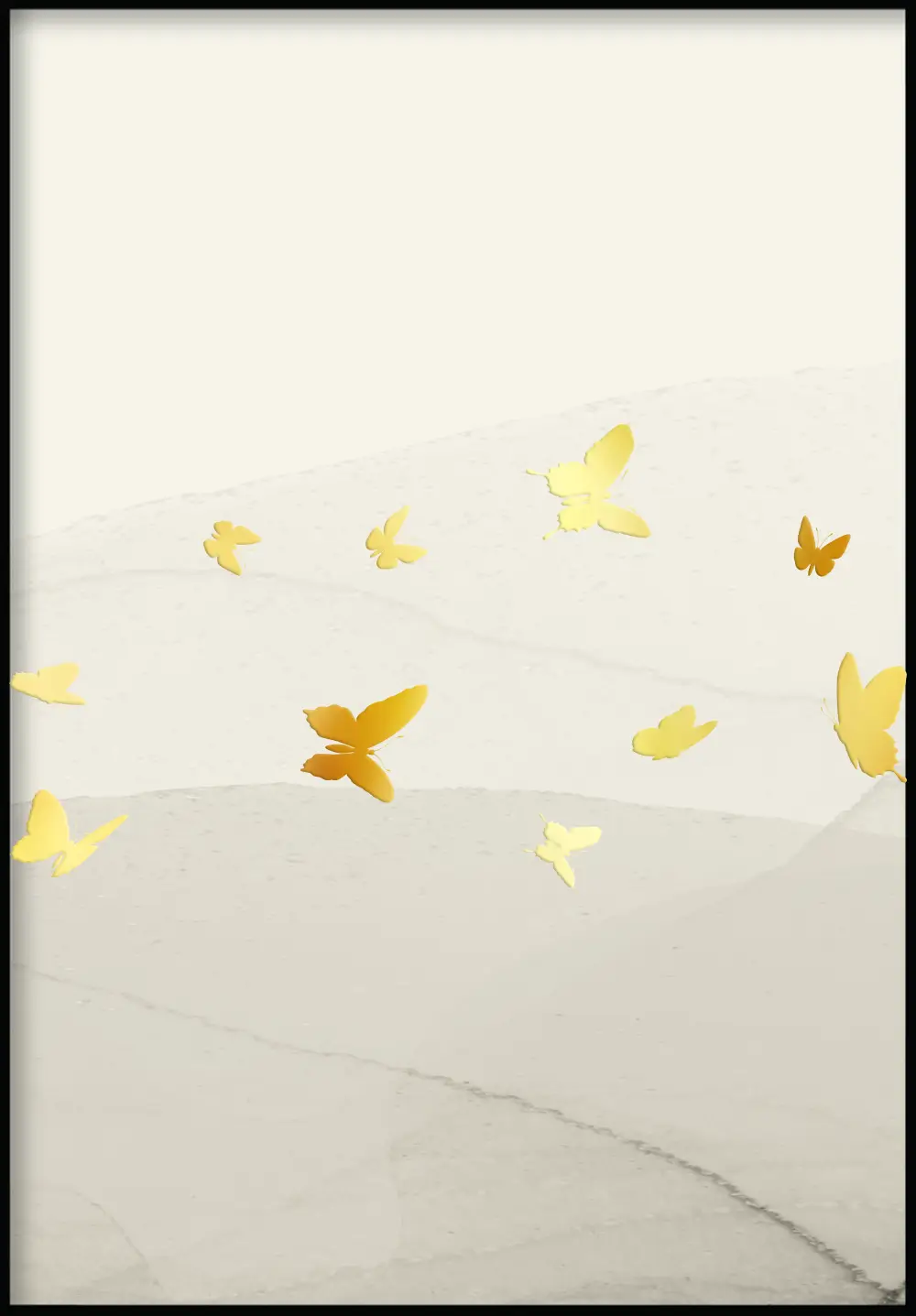 Poster Creme Links Schmetterlinge