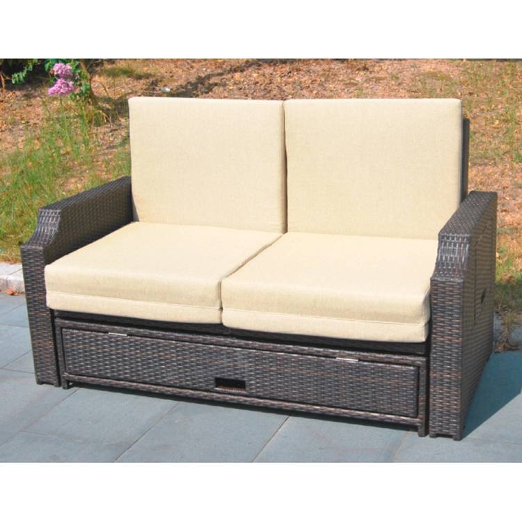 Funktionssofa Vence (2-Sitzer) - Polyrattan Braun - Inkl. Polsterkissen - Mit Schutzhülle, Garden Pleasure