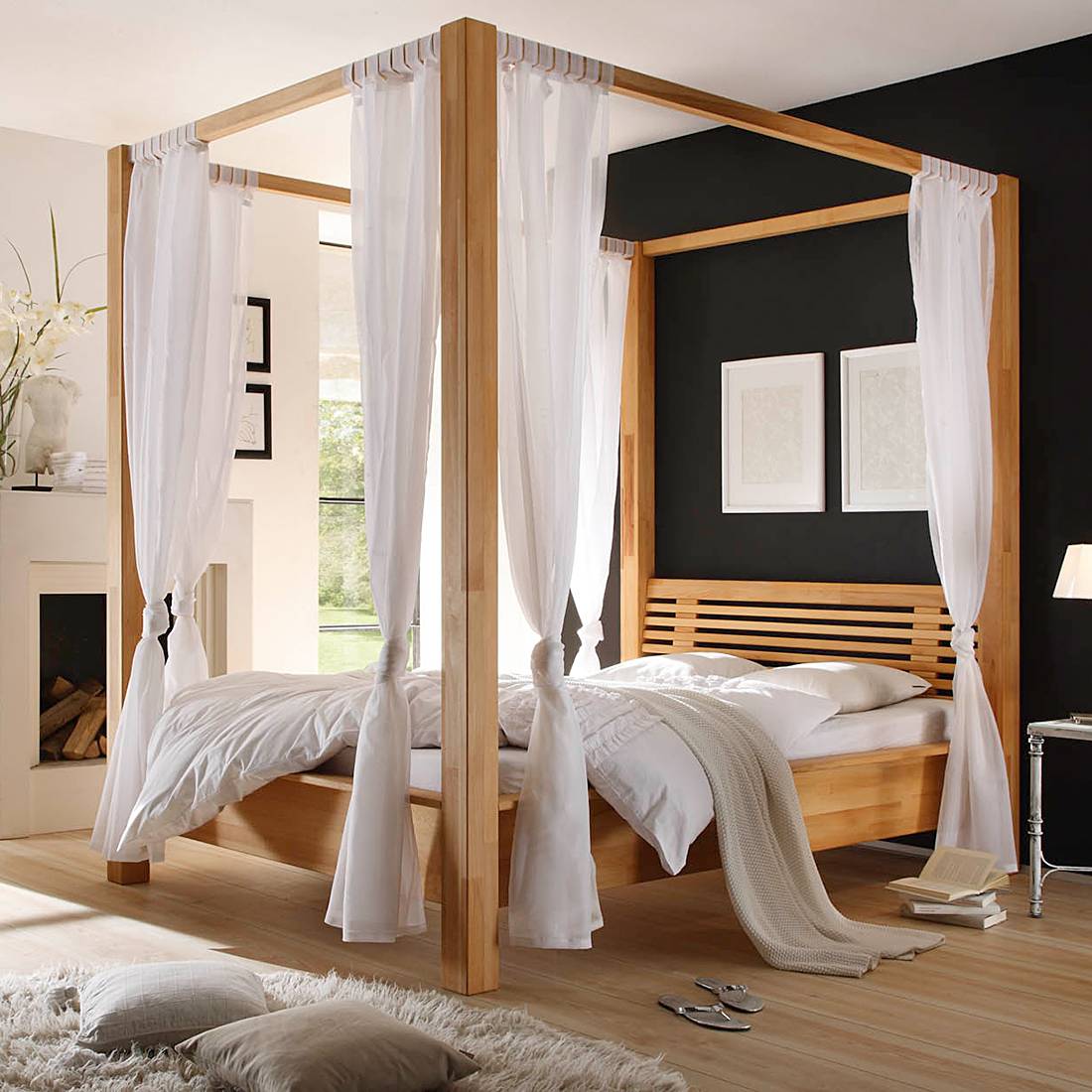 Massivholz Himmelbett