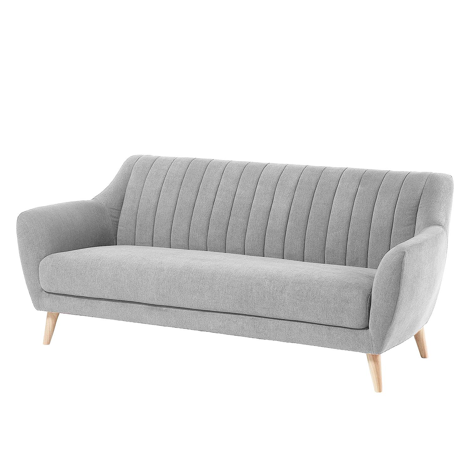 home24 Mørteens Sofa Sollom 3-Sitzer Hellgrau Webstoff 190x81x81 cm