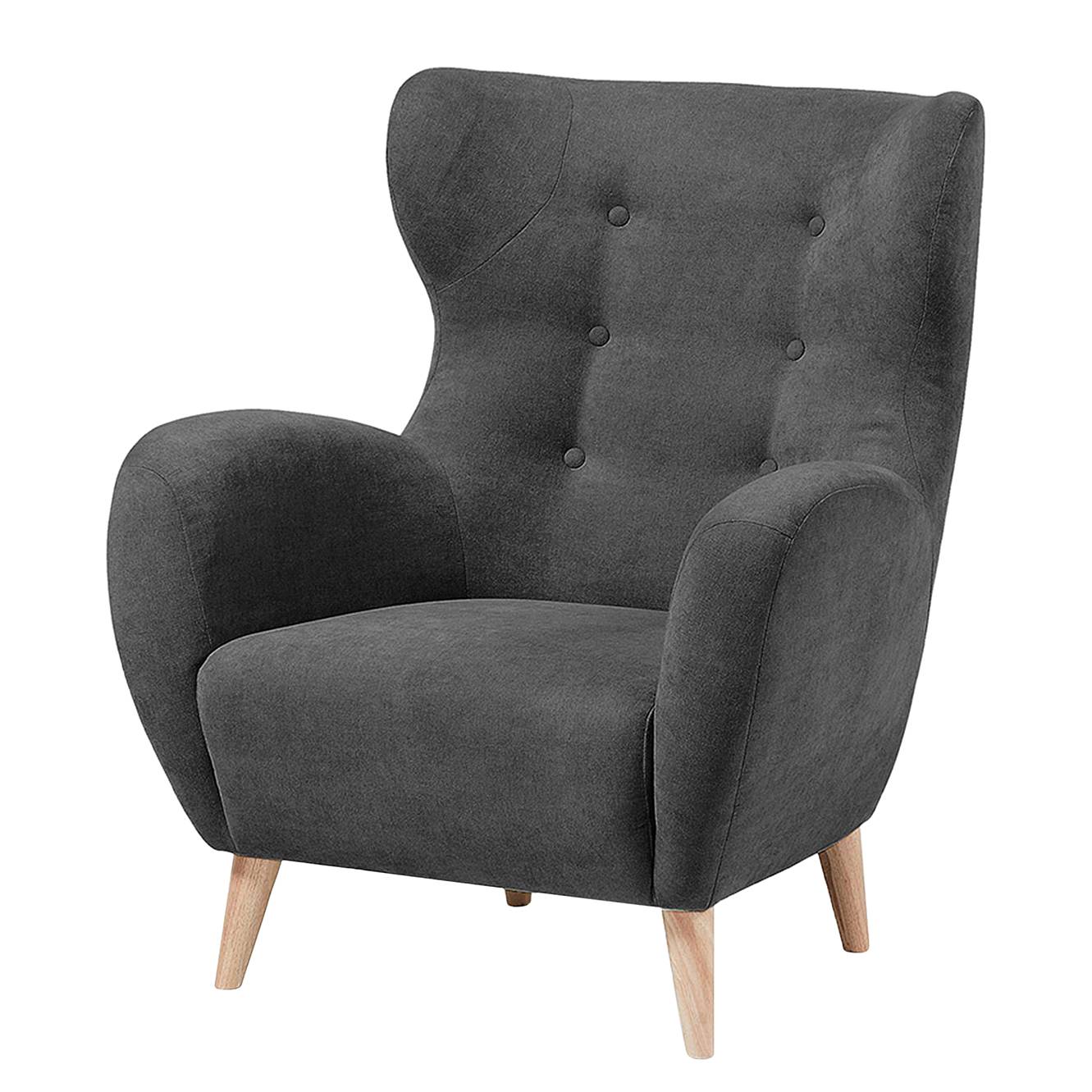 home24 Mørteens Ohrensessel Croston Grau Webstoff 86x104x86 cm (BxHxT)