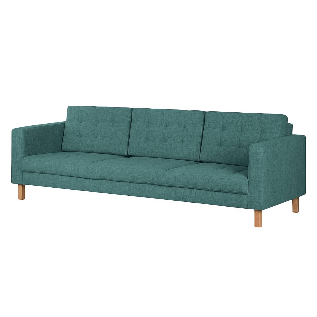 home24 Mørteens Sofa Grums II 3-Sitzer Petrol Webstoff 249x82x88 cm (BxHxT) Skandi