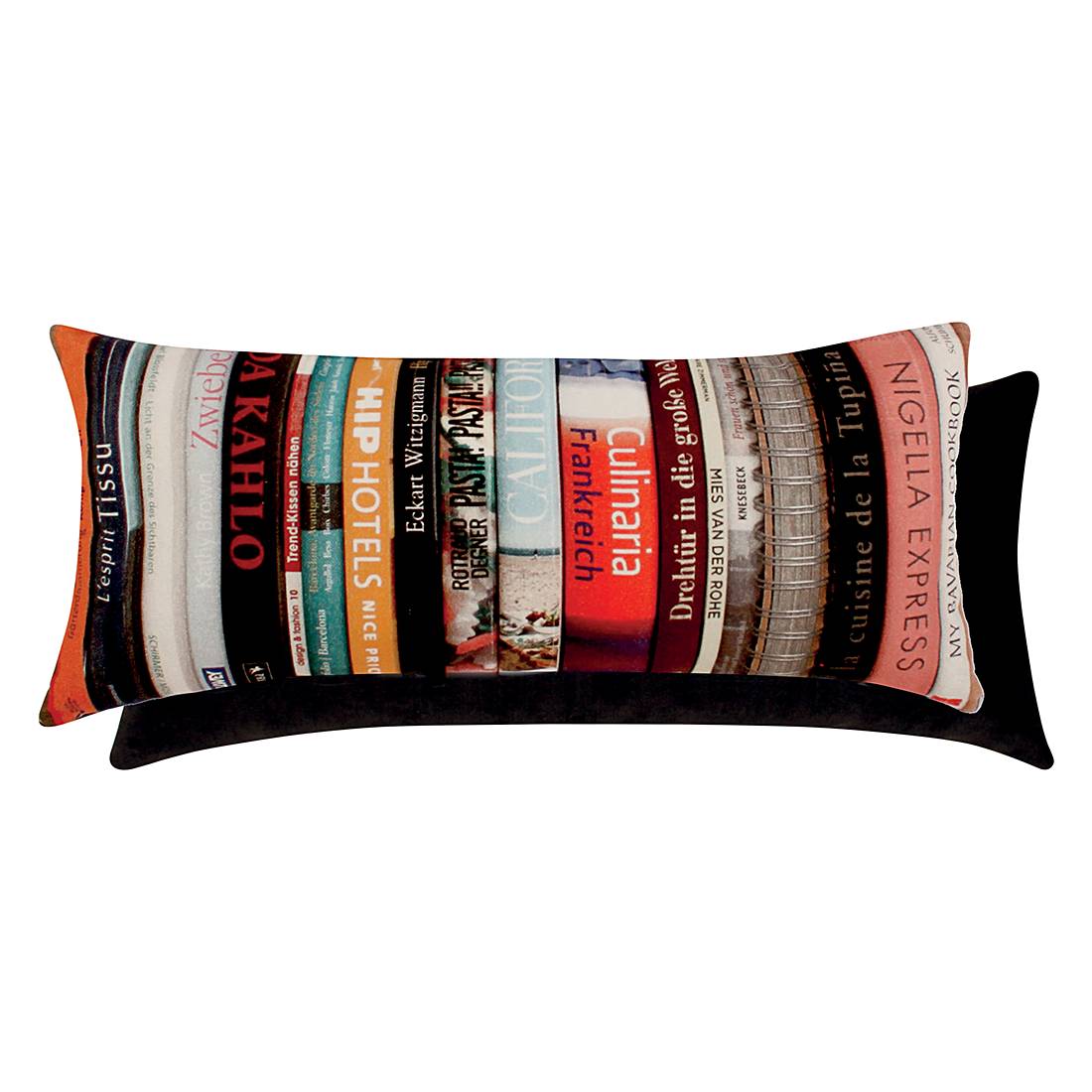 home24 Apelt Kissen Libri I Bunt/Schwarz 22x68 cm (BxH) Modern Patchwork Design 100% Baumwolle