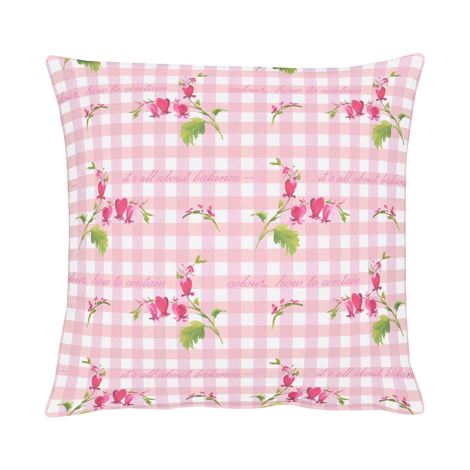 home24 Apelt Kissenbezug Happy Easter III Rosa 49x49 cm (BxH) Landhaus Kariert Baumwolldruck