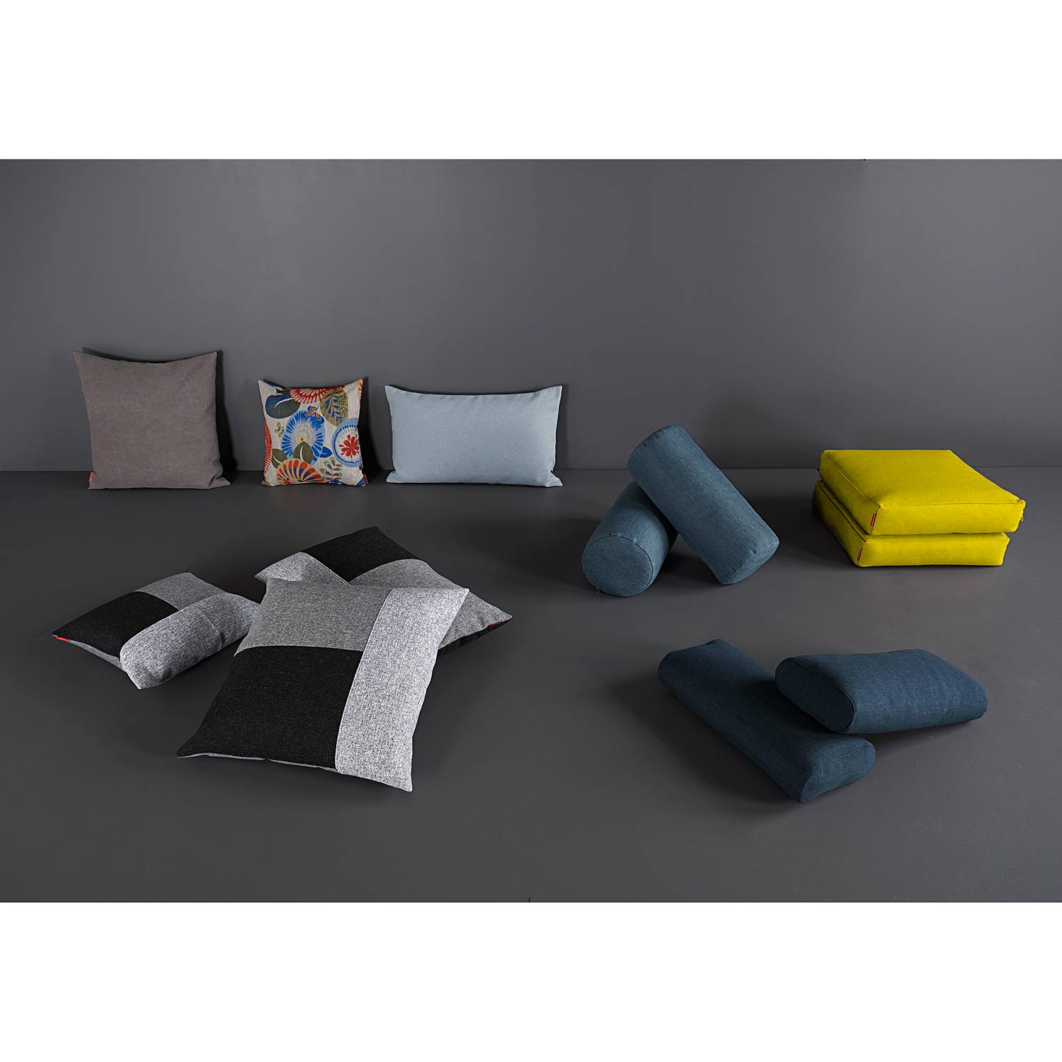 home24 Innovation Möbel Kissen Sqare Cushions Gelb Webstoff 50x11x50 cm (BxHxT) Skandi