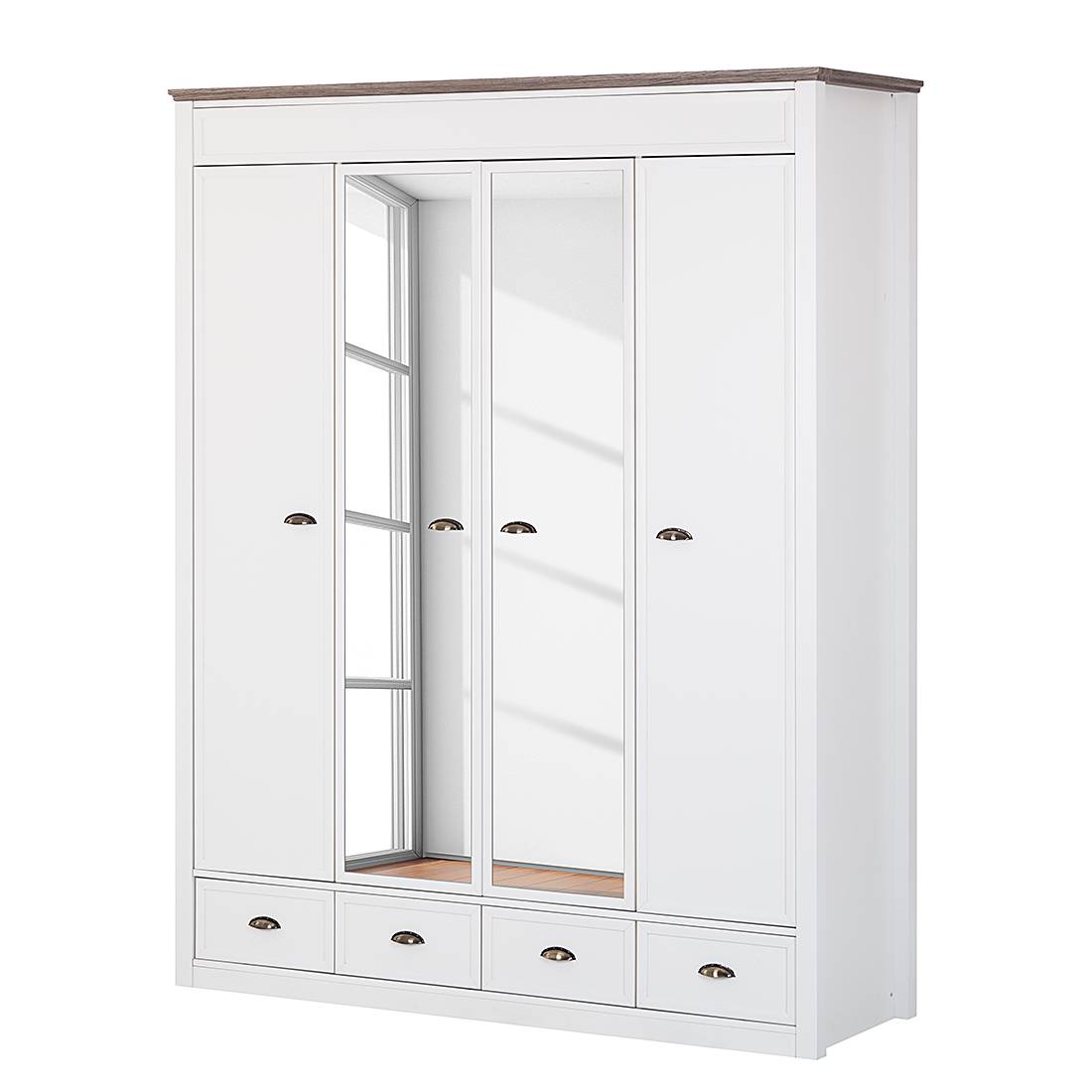 goedkoop Kledingkast Chateau wit San Remo eikenhouten look 180cm 4 deurs Maison Belfort