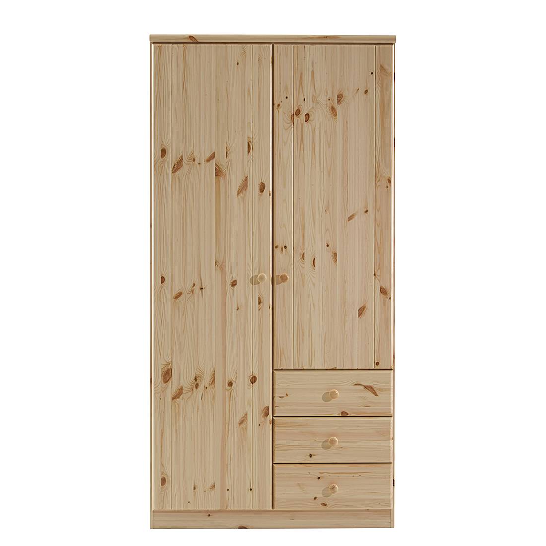 goedkoop Kledingkast Ribe Natuurlijk gelakt grenenhout 100cm 2 deurs Steens