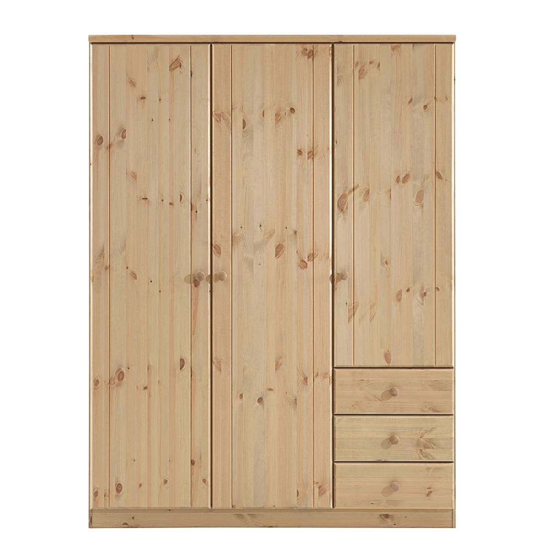 goedkoop Kledingkast Ribe Natuurlijk gelakt grenenhout 150cm 3 deurs Steens
