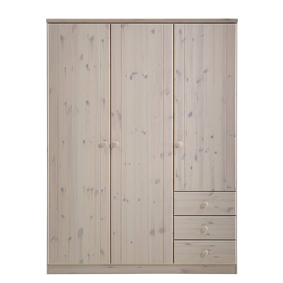 goedkoop Kledingkast Ribe Wit geveegd grenenhout 150cm 3 deurs Steens