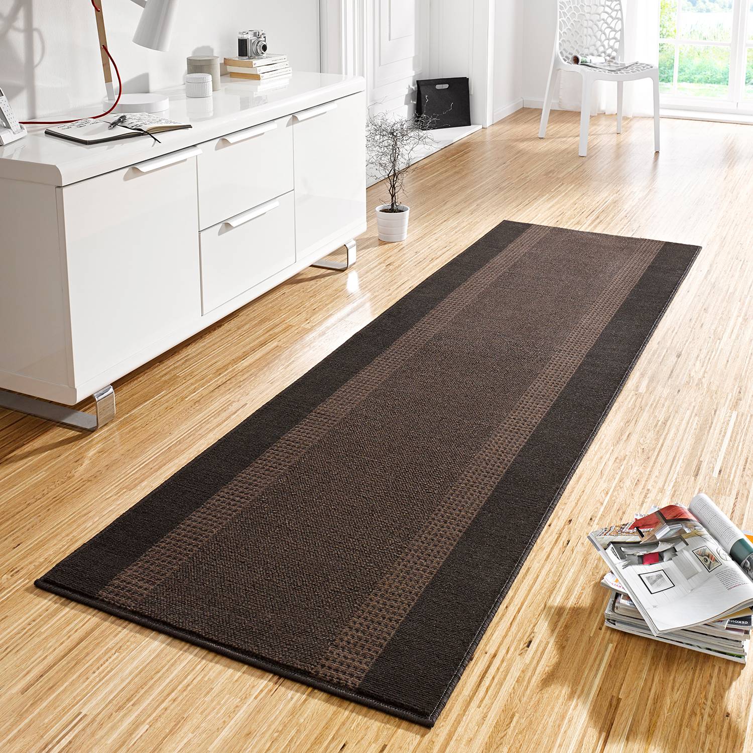 home24 Hanse Home Läufer Band Braun Modern 80x0.9x250 cm (BxHxT) Kunstfaser Rechteckig
