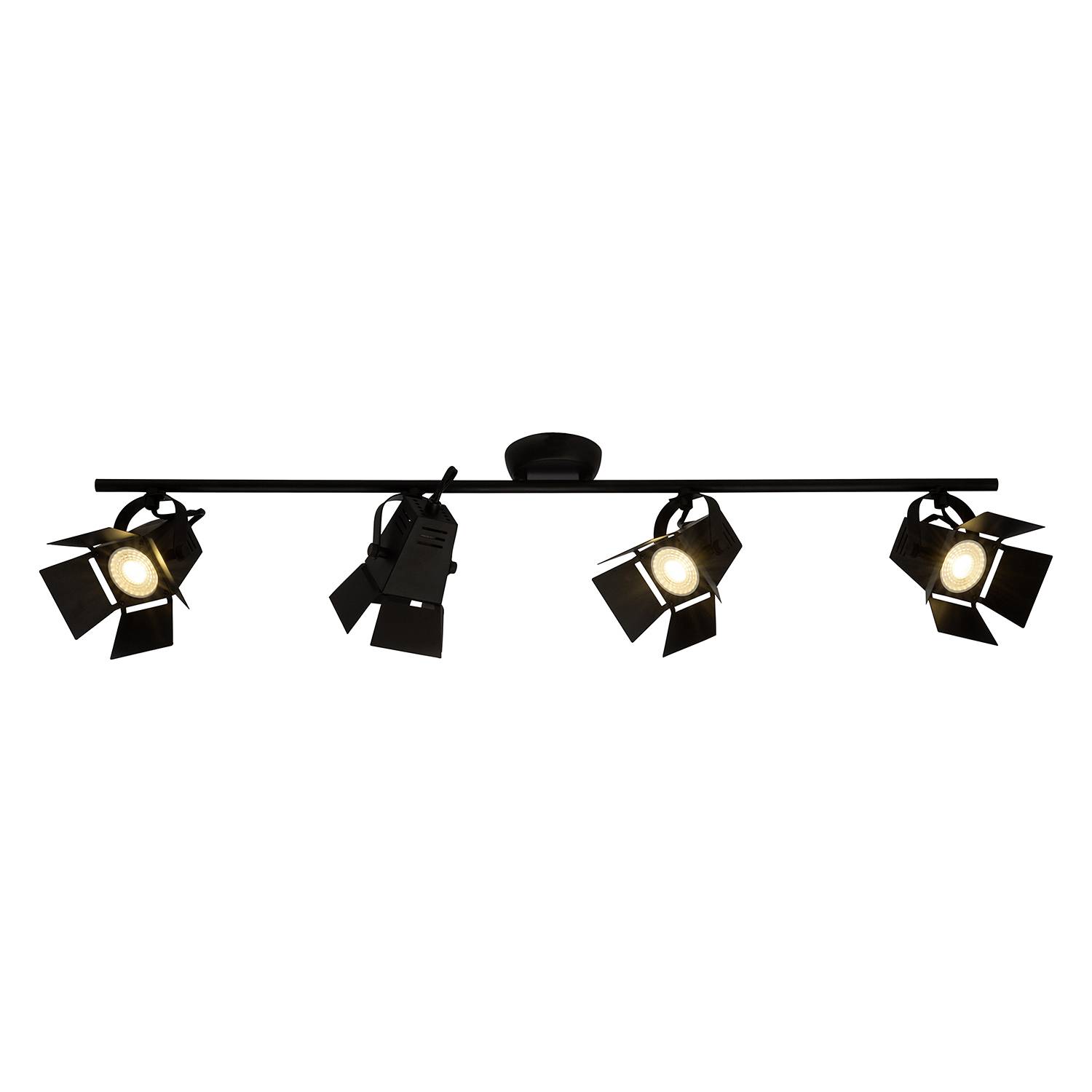 home24 Brilliant LED-Deckenleuchte Movie Modern Metall Matt Schwarz 84x17x19 cm (BxHxT) 4-flammig GU10 inkl. Leuchtmittel