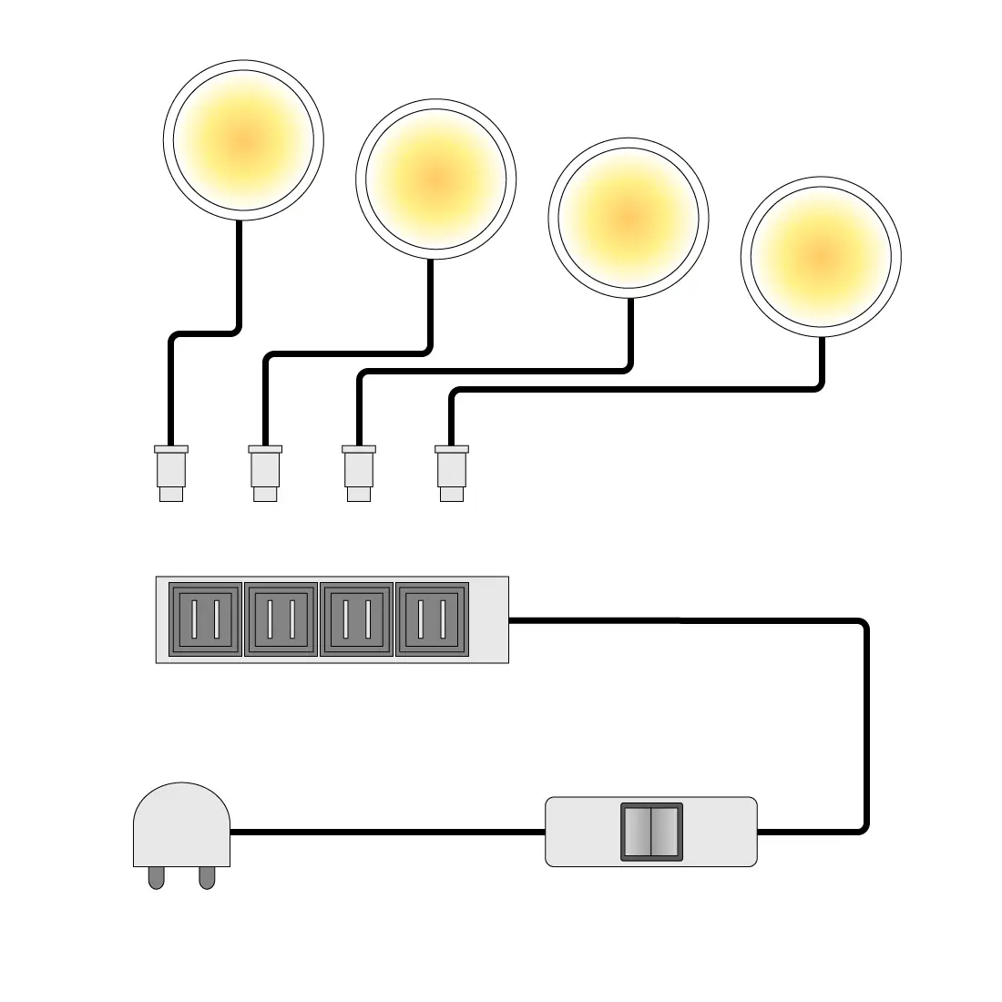 LED-Unterbauspots Across (4-teilig)