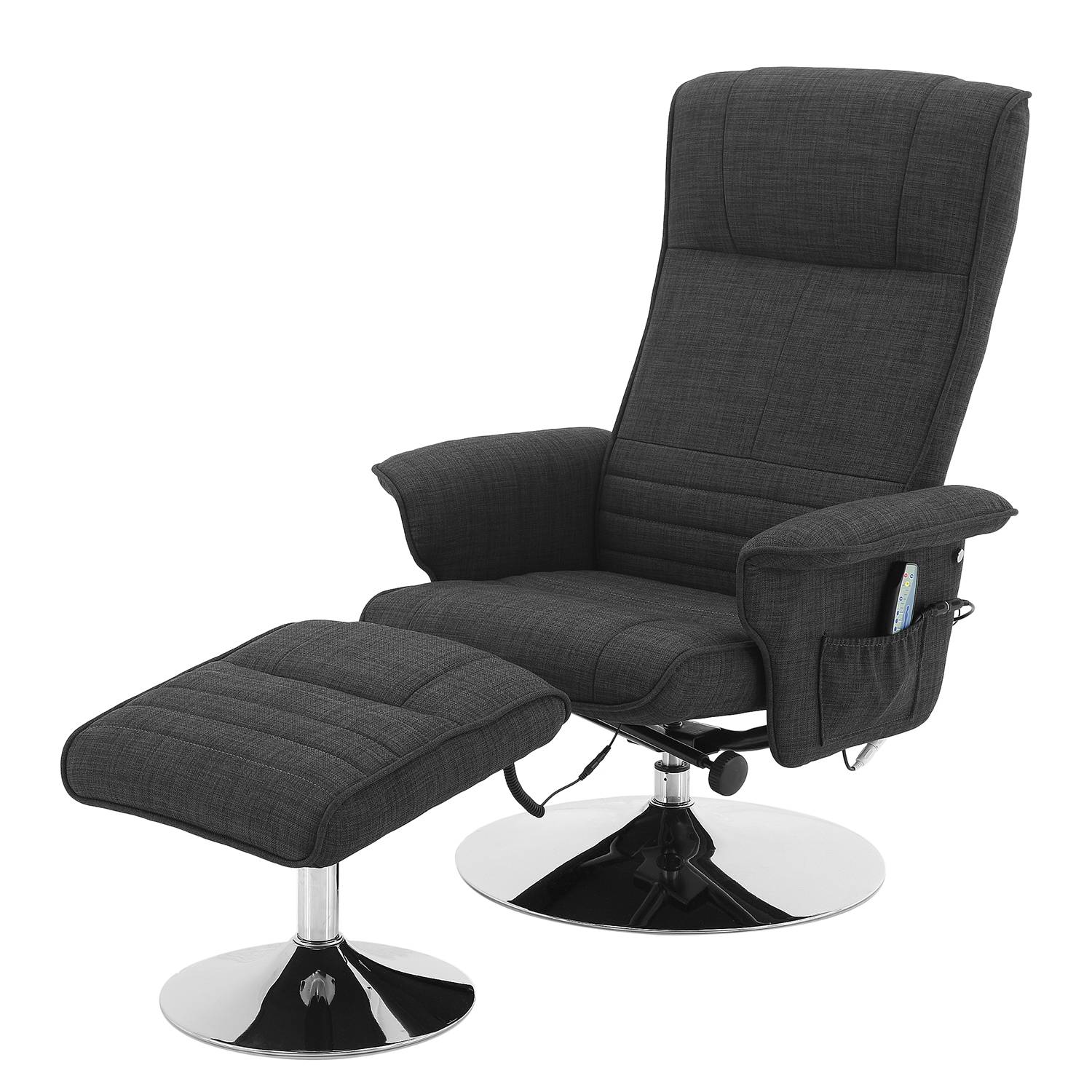 goedkoop Massagefauteuil Devato incl. hocker vlakweefsel donkergrijs Fredriks