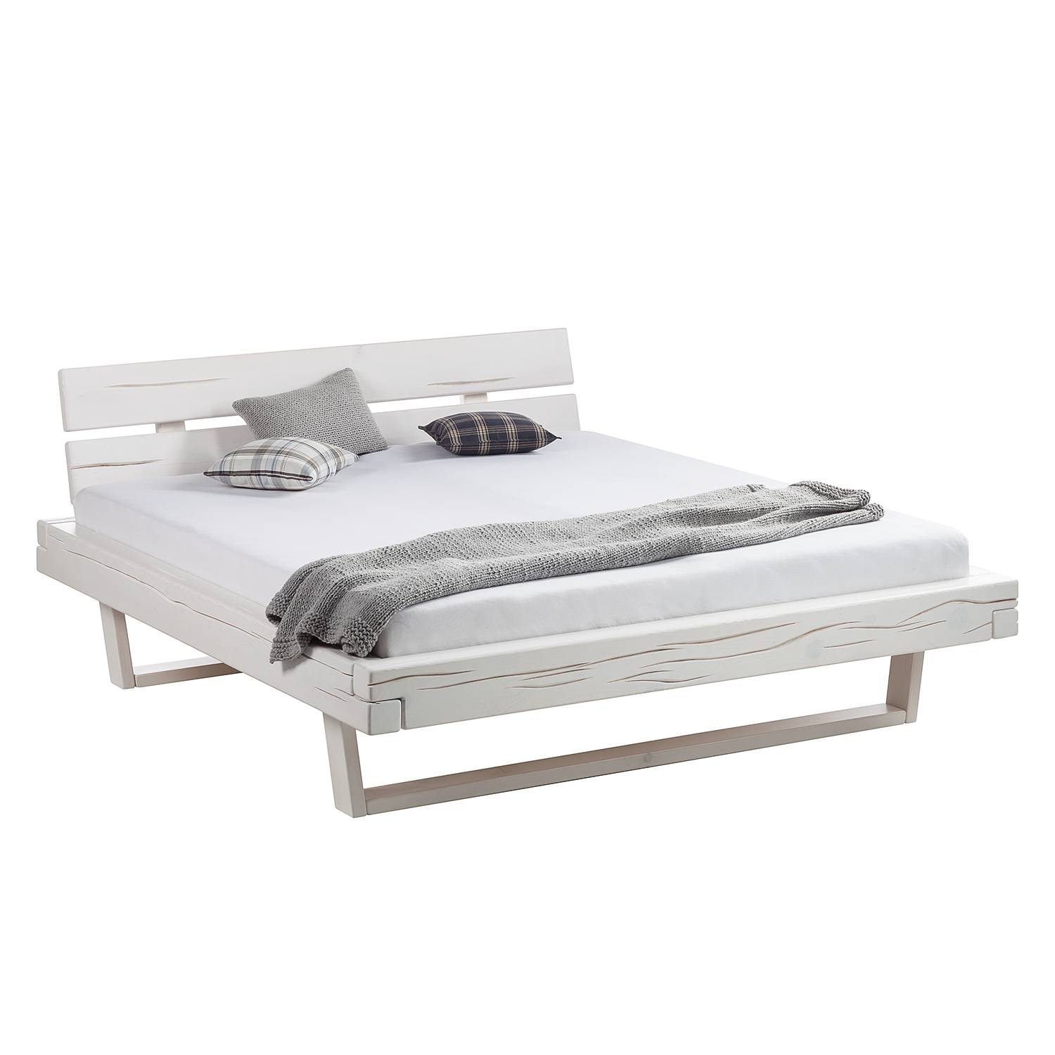goedkoop Massief houten bed Karsbach massief vurenhout wit 200 x 200cm Ars Natura