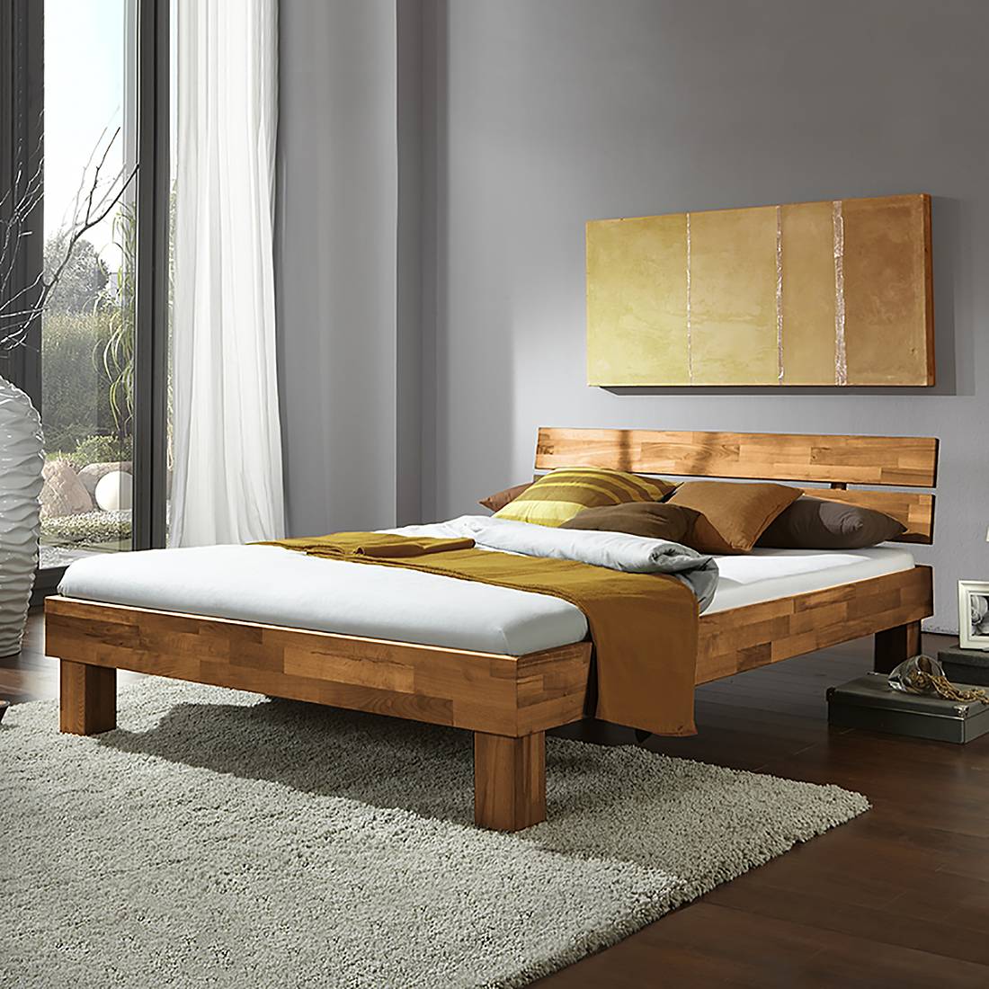home24 Ars Natura Massivholzbett AresWOOD II 140x200 cm Massivholz Wildeiche
