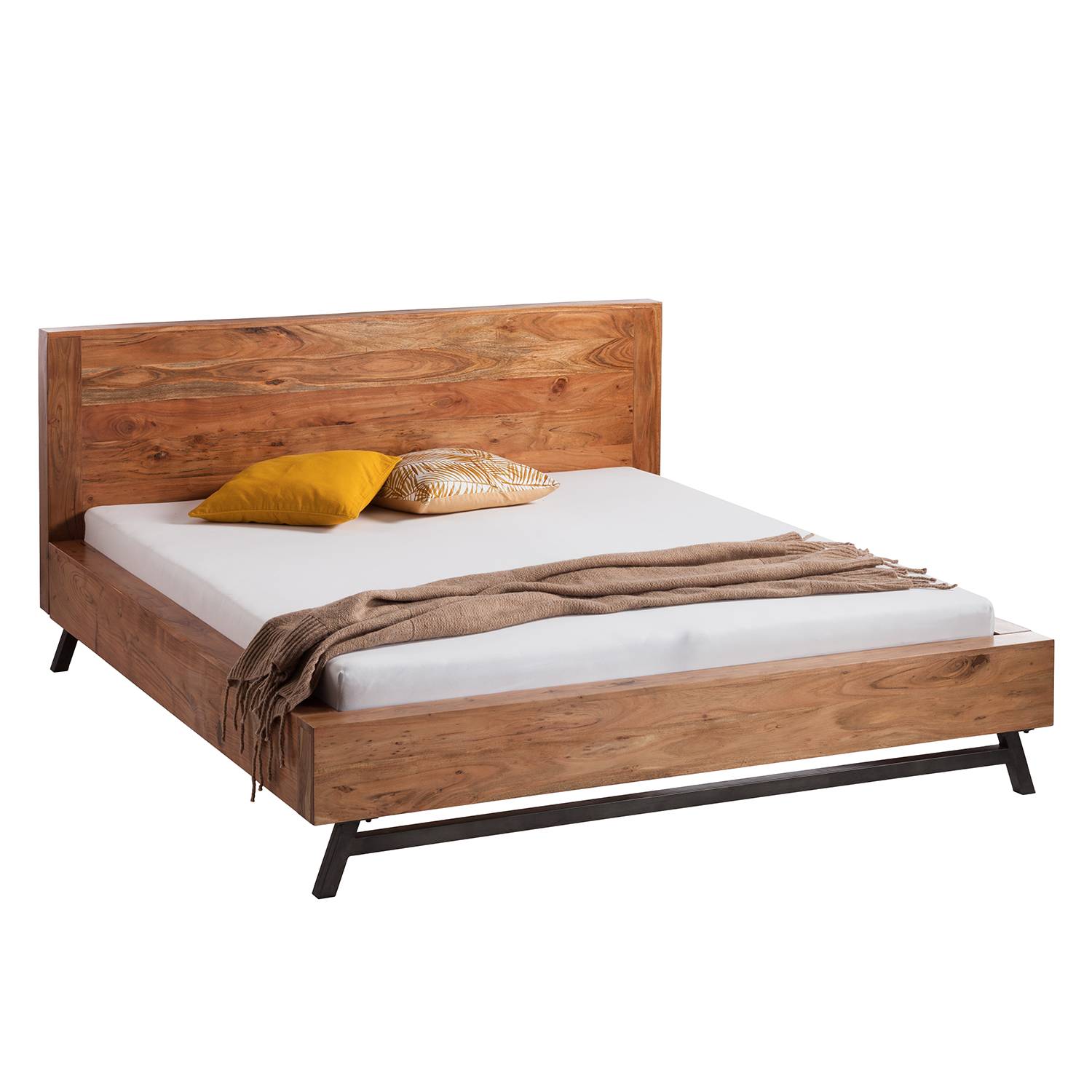 goedkoop Massief houten bed Swindon massief mangohout mangohout antracietkleurig 180 x 200cm Eva Padberg Collection