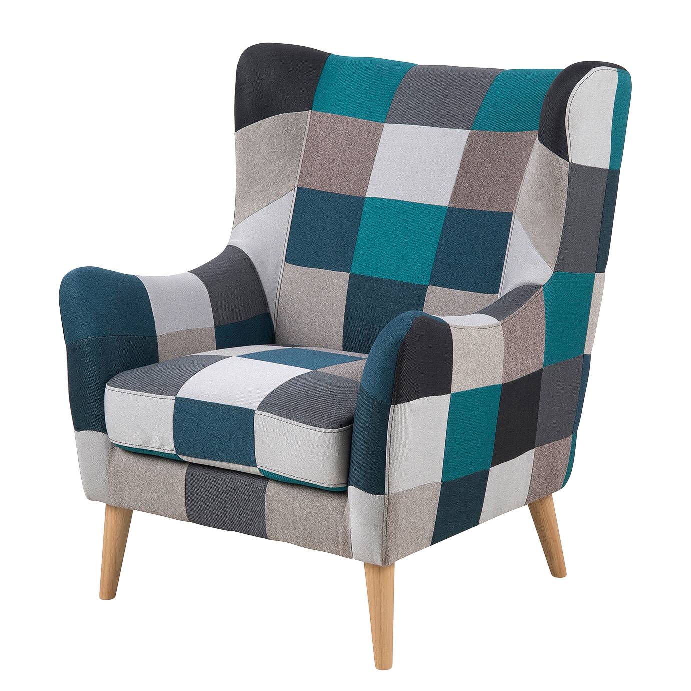 goedkoop Oorfauteuil Kamma geweven stof grijs blauw Morteens