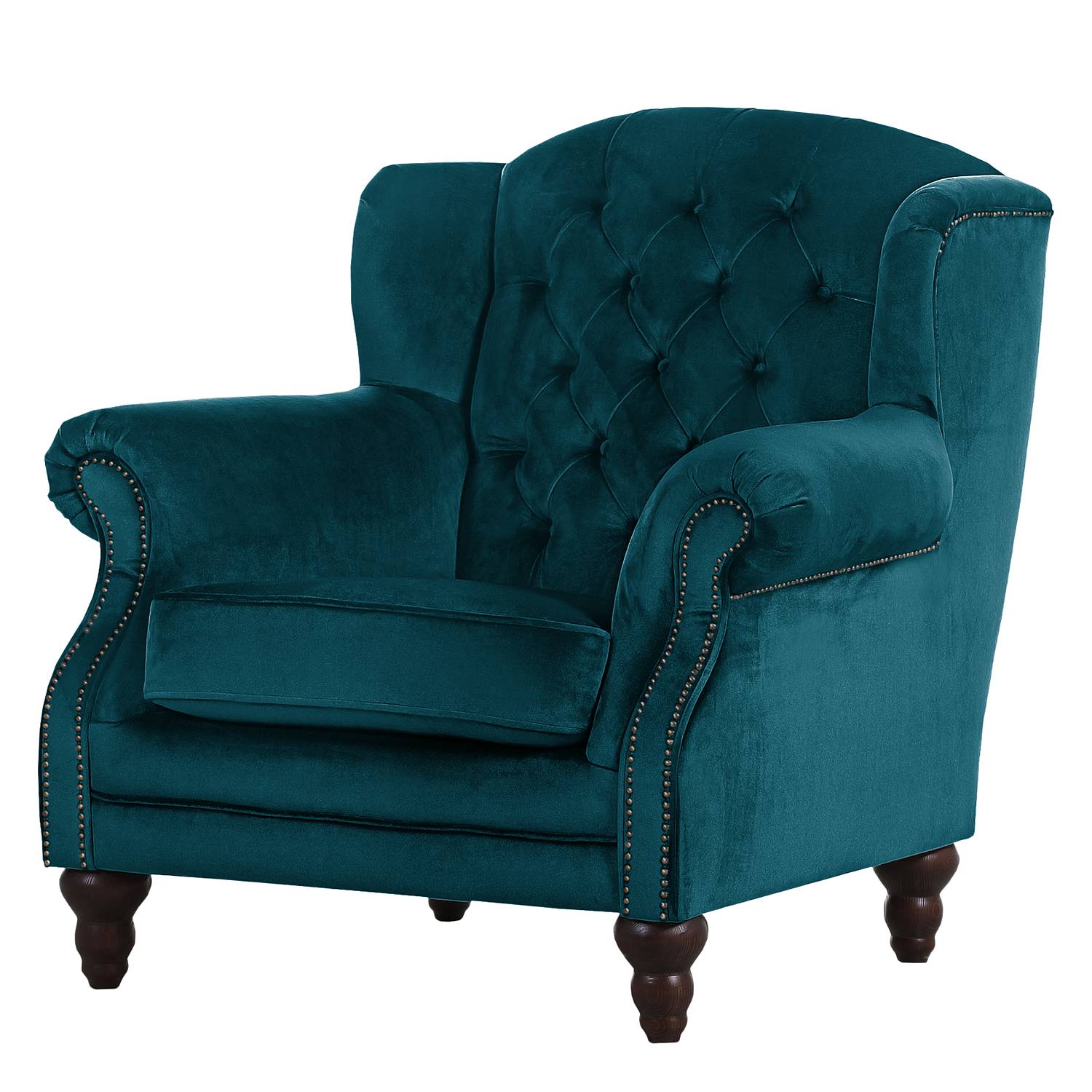home24 Jack & Alice Ohrensessel Jenner II Dunkelblau Microfaser 93x96x95 cm (BxHxT)