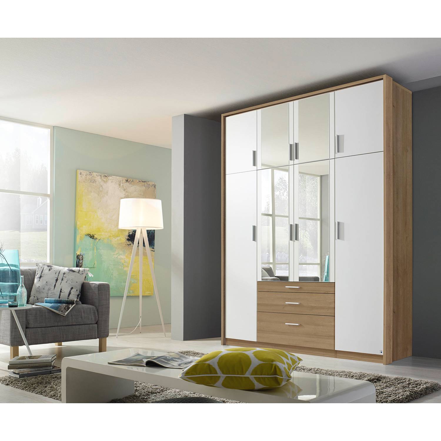 home24 Rauch Passepartout Hildesheim Eiche Sonoma Dekor 185x231x56 cm (BxHxT) Spanplatte Modern