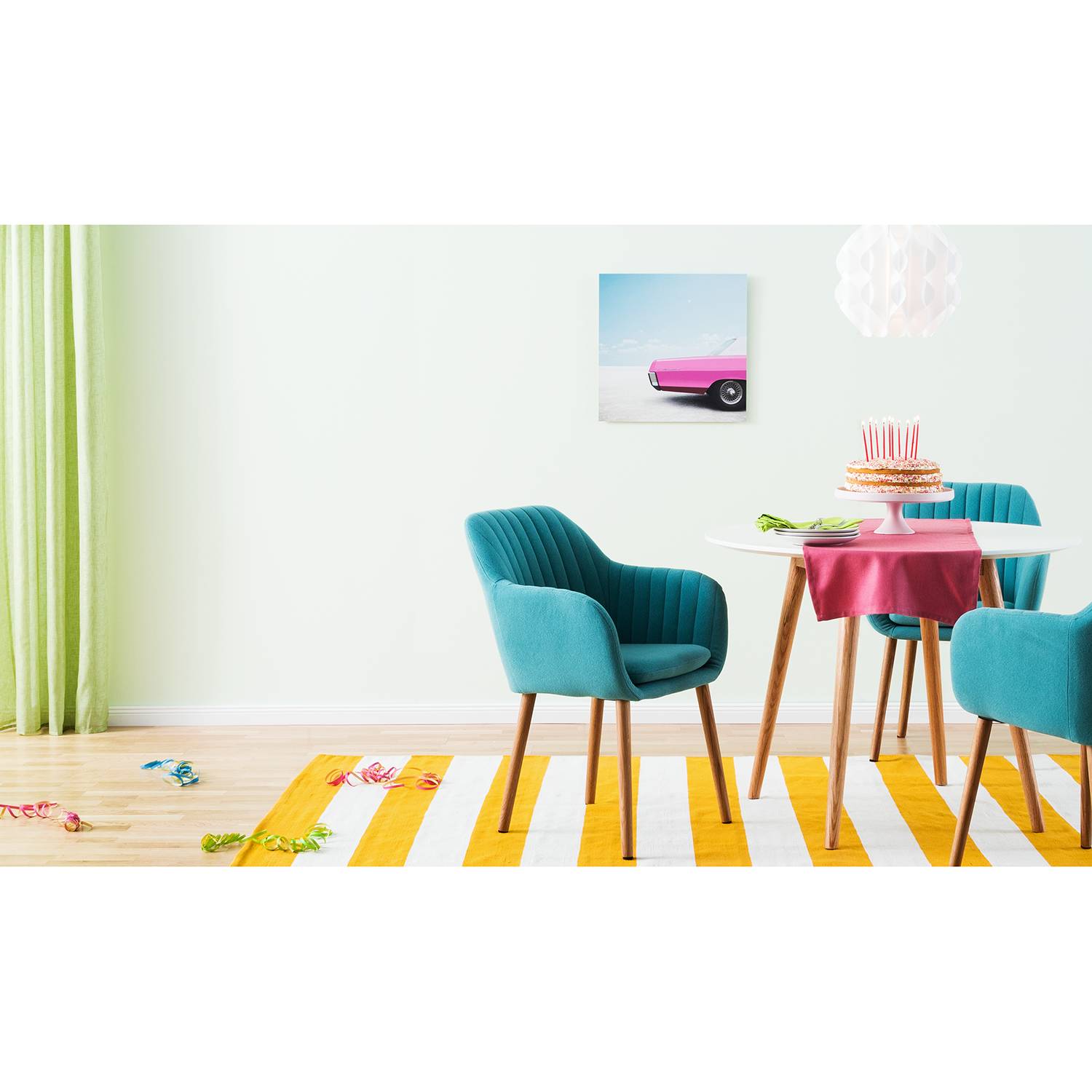 home24 Apelt Tischläufer Morris Rosa Webstoff Modern 45x135 cm (BxT)