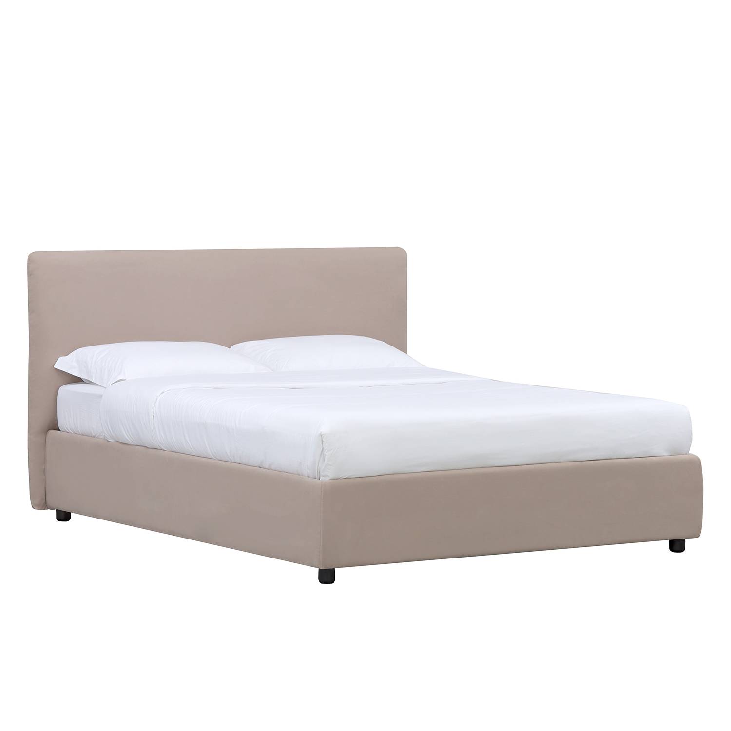 goedkoop Gestoffeerd bed Alessio inclusief opbergruimte 180 x 200cm Met bedlade Stof Valona Beige Studio Copenhagen