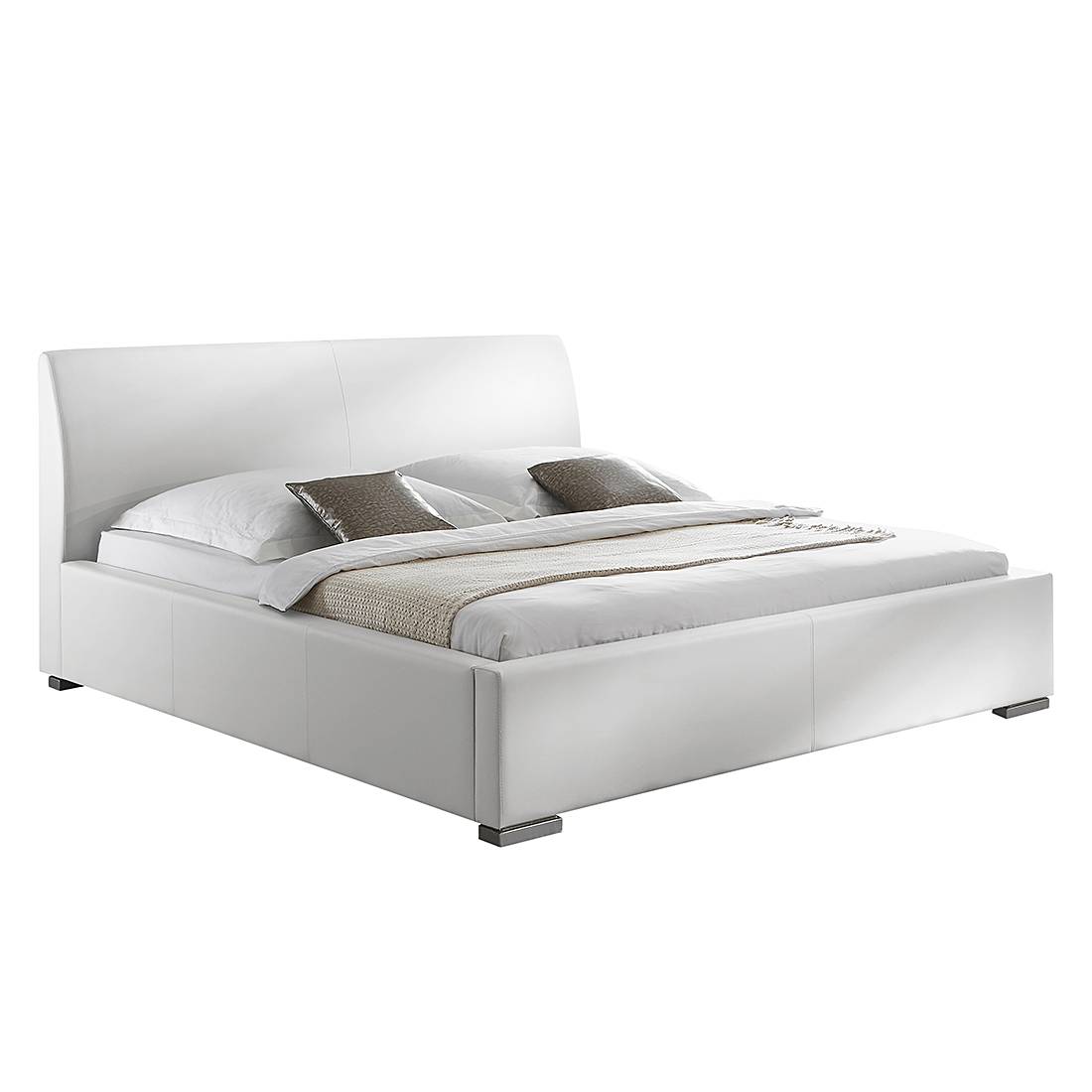 goedkoop Gestoffeerd bed Alto Comfort zwart kunstleer wit 160 x 200cm Wit meise möbel