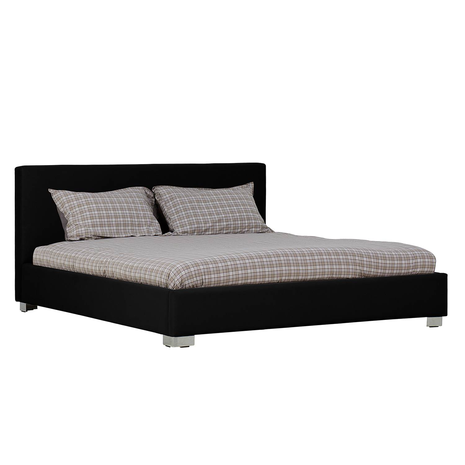 home24 Fredriks Polsterbett Aralia I 160x200 cm Echtleder Schwarz