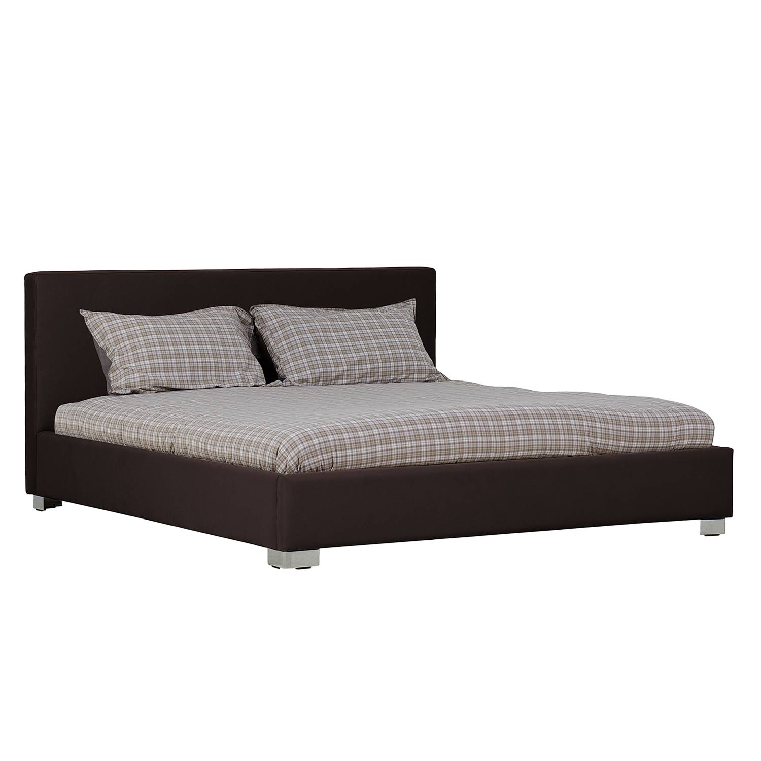 home24 Fredriks Polsterbett Aralia I 180x200 cm Echtleder Dunkelbraun mit Bettkasten/Lattenrost