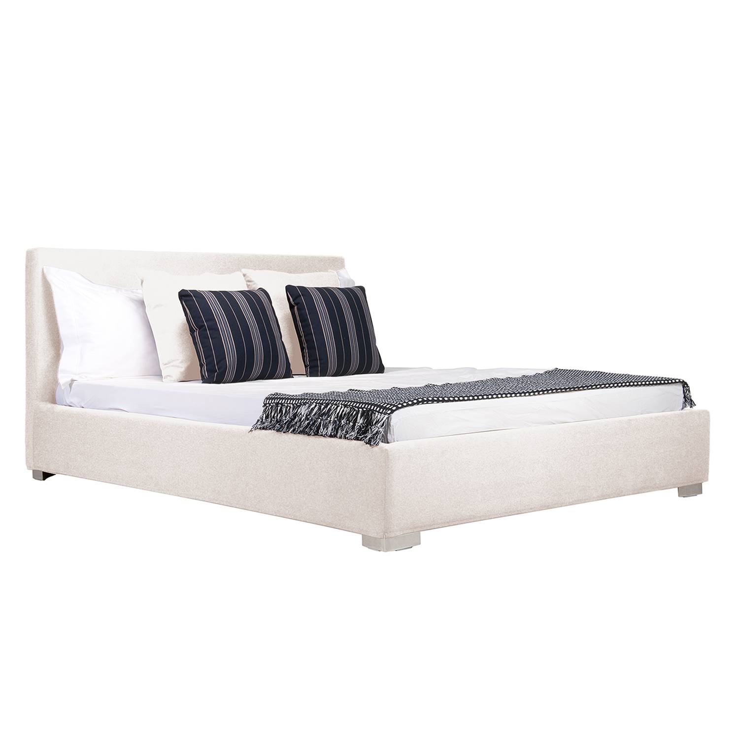 home24 Studio Copenhagen Polsterbett Aralia I 160x200 cm Webstoff Beige mit Bettkasten/Lattenrost