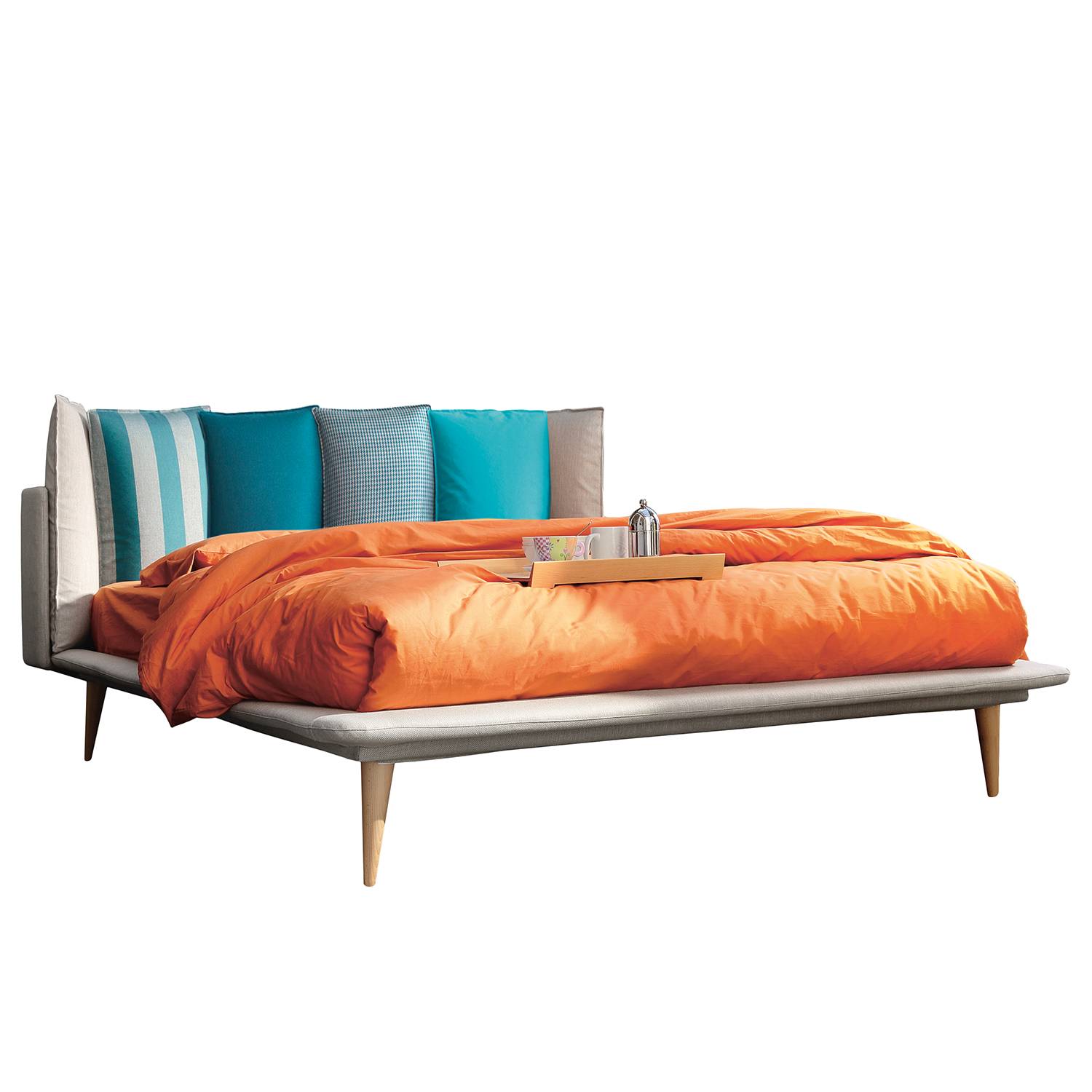 goedkoop Gestoffeerd bed Brogan geweven stof 160 x 200cm Beige Studio Copenhagen