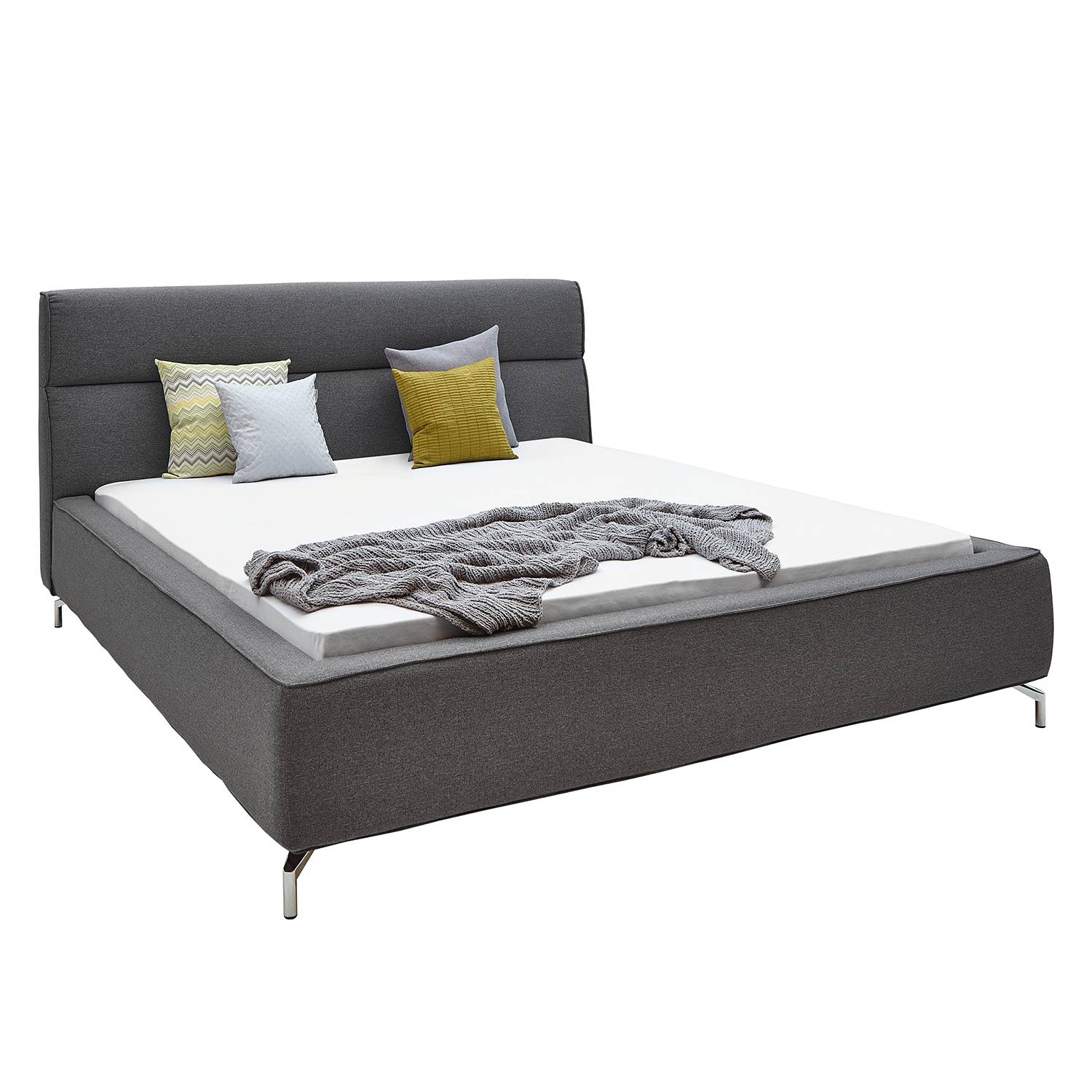 goedkoop Gestoffeerd bed Caliento geweven stof 160 x 200cm Donkergrijs Fredriks