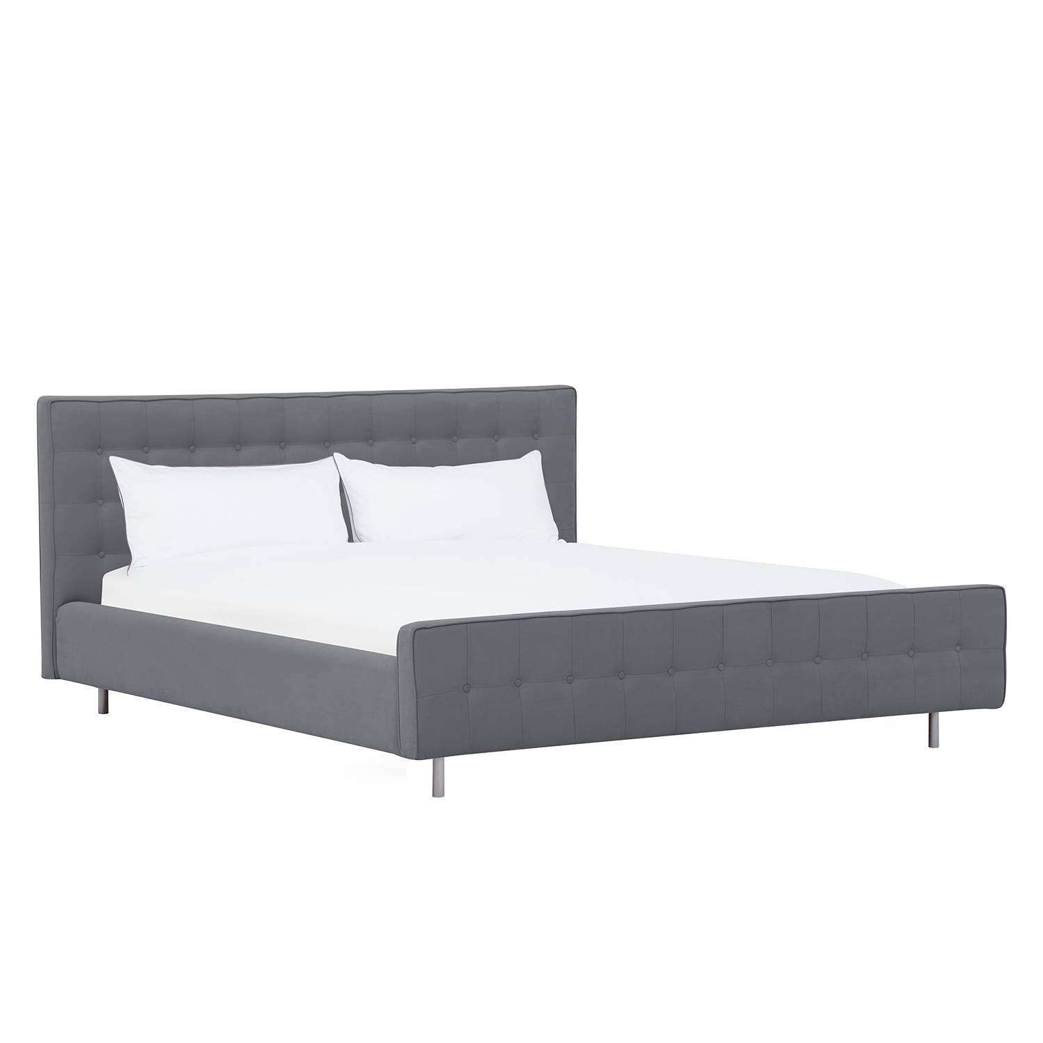 goedkoop Gestoffeerd bed Chelsea 160 x 200cm Stof Valona Zilverkleurig Fredriks