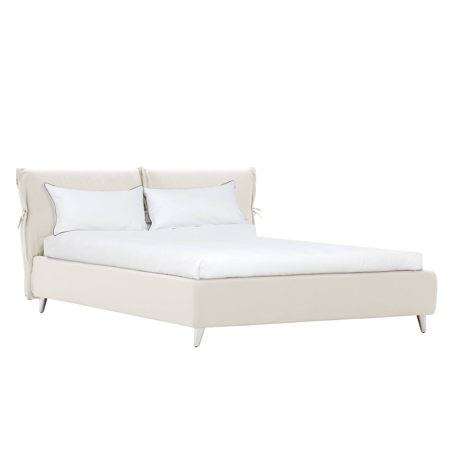 goedkoop Gestoffeerd bed Fanna 140 x 200cm Roestvrij stalen look Stof Linea Crèmekleurig Studio Copenhagen