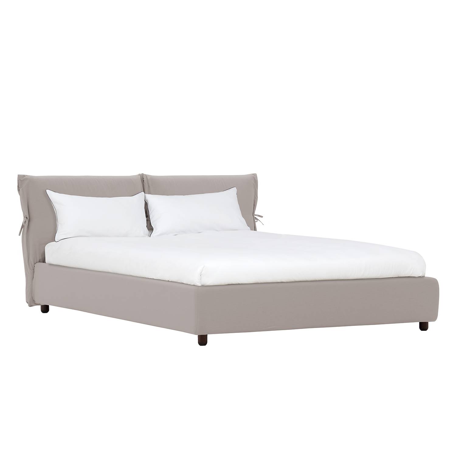 goedkoop Gestoffeerd bed Fanna 160 x 200cm Wengéhout Stof Pamea Beige Studio Copenhagen