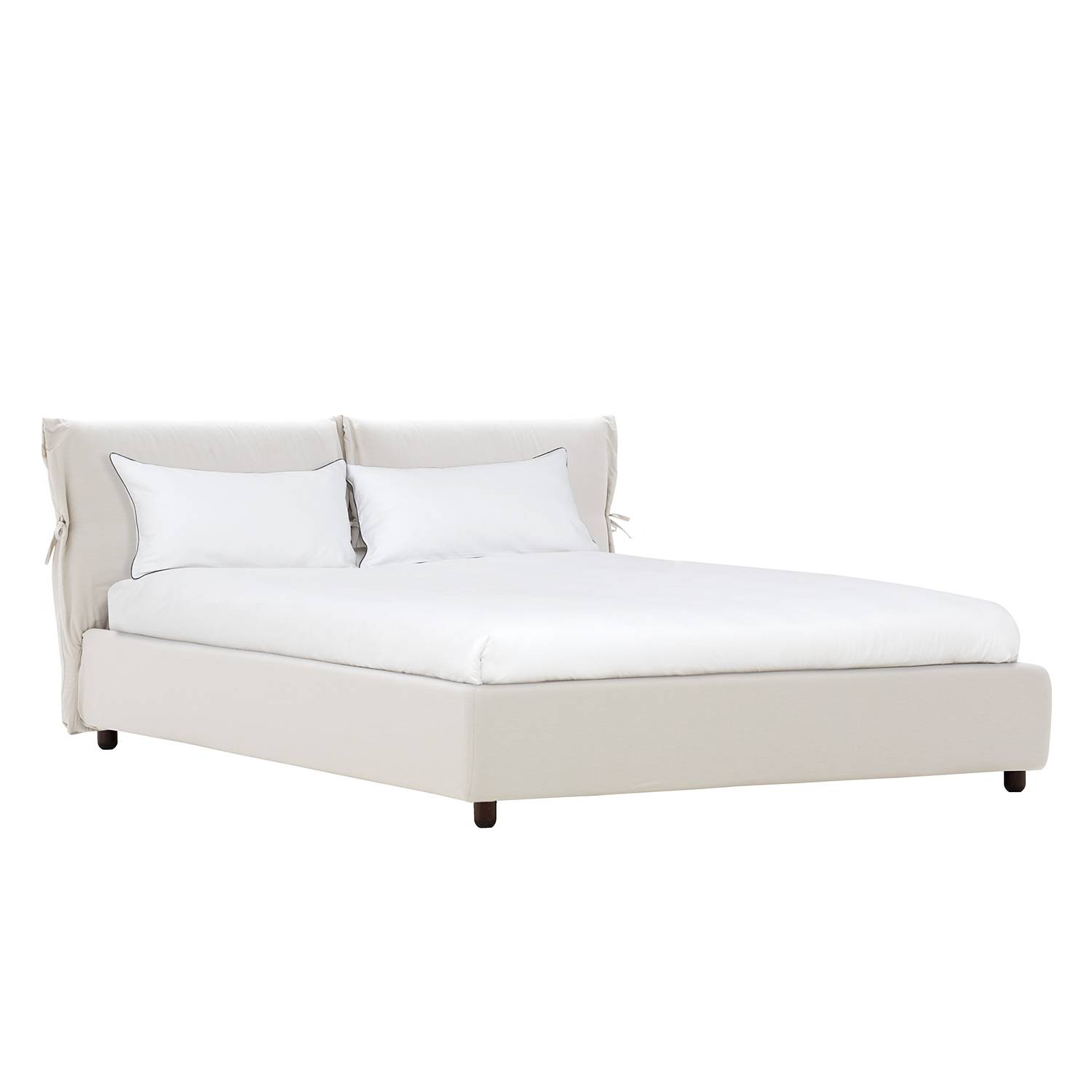 goedkoop Gestoffeerd bed Fanna 180 x 200cm Wengéhout Stof Pamea Crèmekleurig Studio Copenhagen