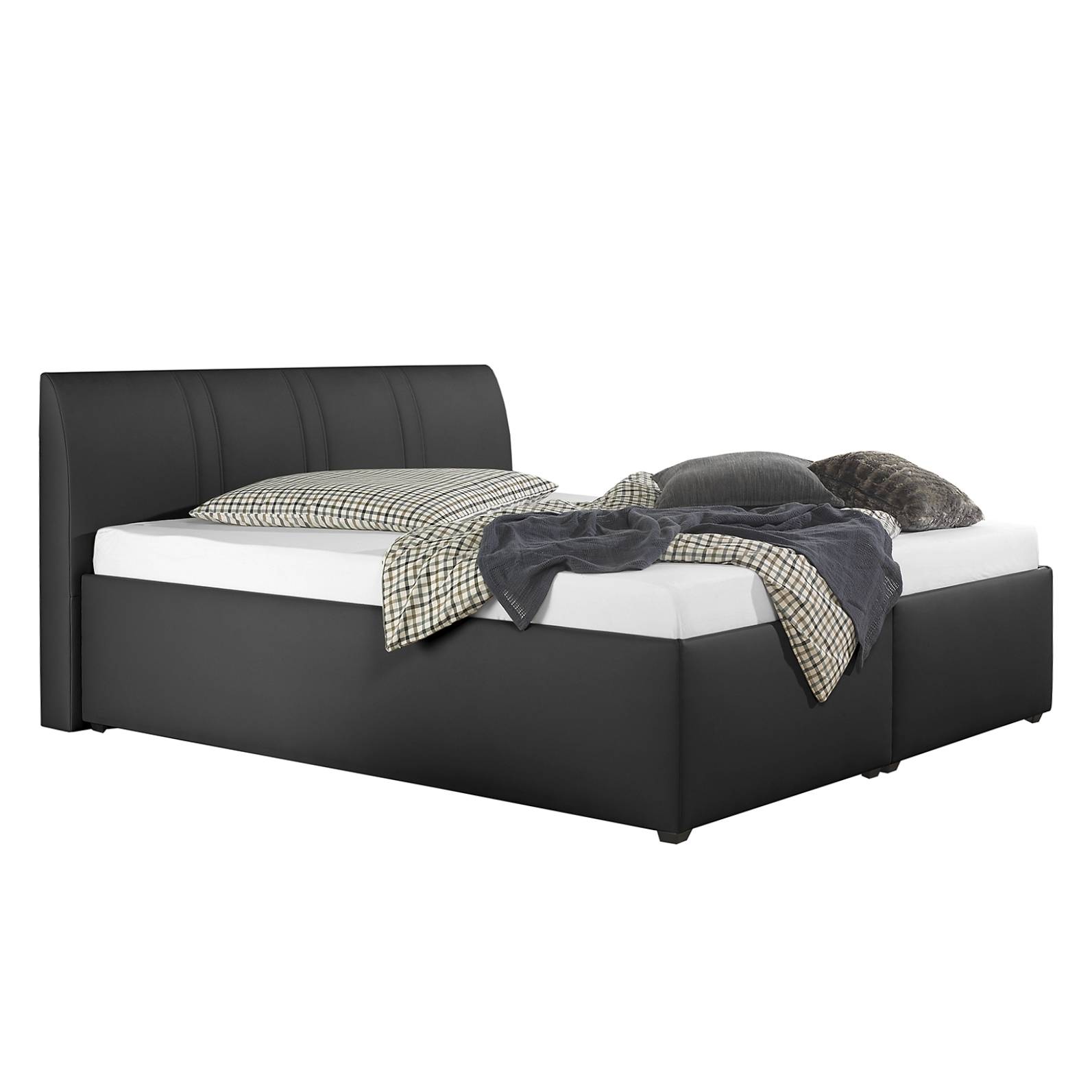 goedkoop Gestoffeerd bed Lovikka kunstleer 200 x 200cm Zwart Monaco