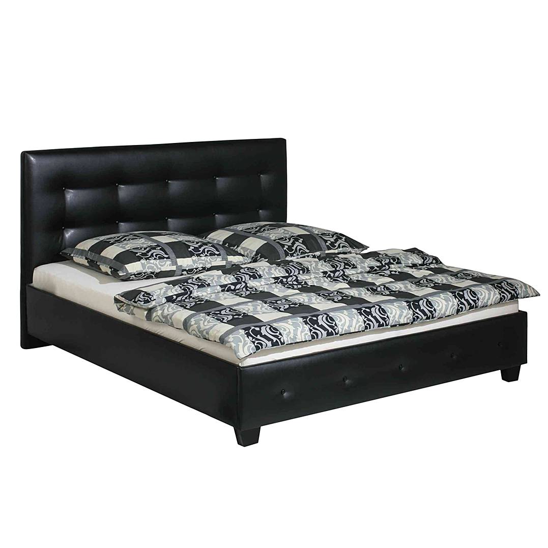goedkoop Bed Noa kunstleer 100 x 200cm Koudschuimmatras incl. lattenbodem met 25 latten Zwart Monaco