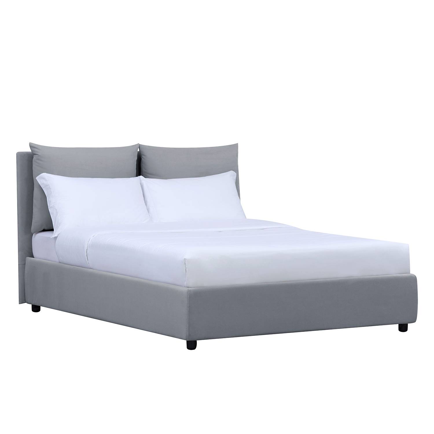 goedkoop Gestoffeerd bed Noemi inclusief opbergruimte 180 x 200cm Stof Valona Zilverkleurig Studio Copenhagen