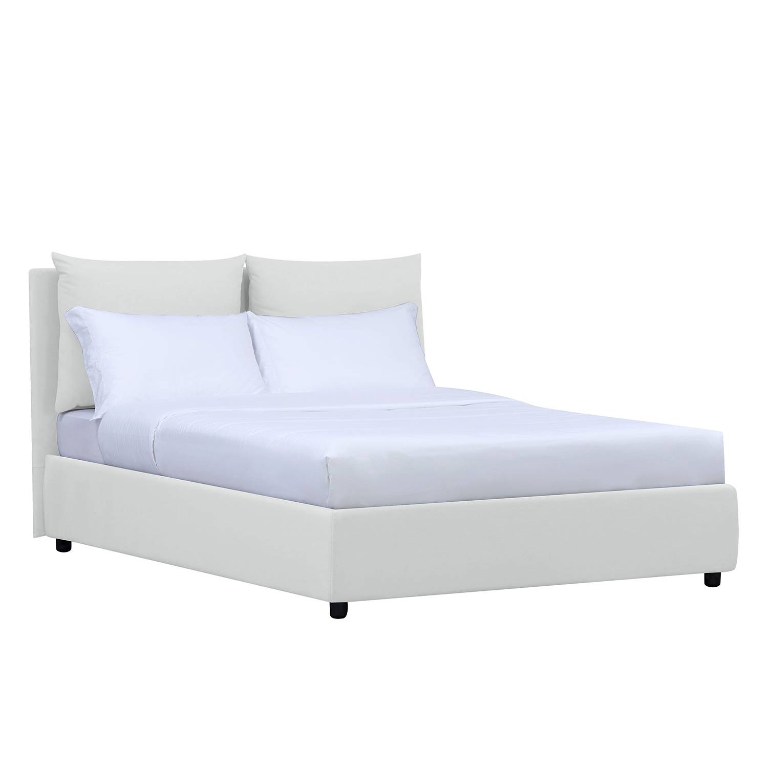 goedkoop Gestoffeerd bed Noemi inclusief opbergruimte 90 x 200cm Stof Valona Crèmekleurig Studio Copenhagen