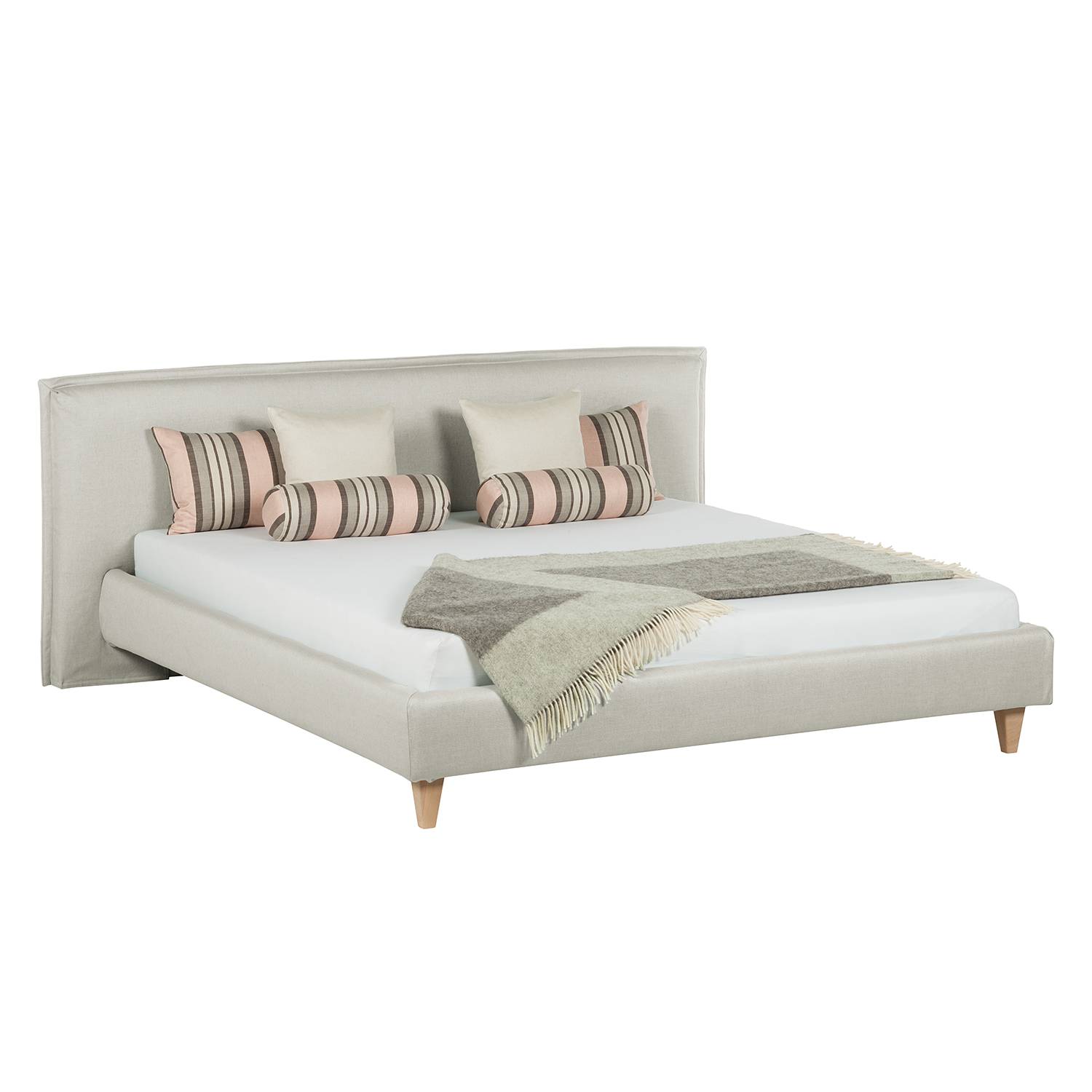 goedkoop Gestoffeerd bed Norfolk geweven stof 180 x 200cm Granietkleurig Norrwood