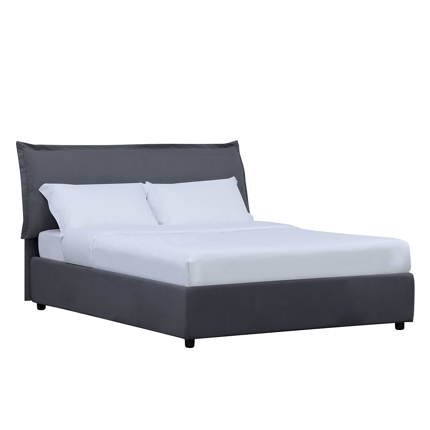 goedkoop Gestoffeerd bed Paola inclusief opbergruimte 90 x 200cm Stof Valona Grijs Studio Copenhagen