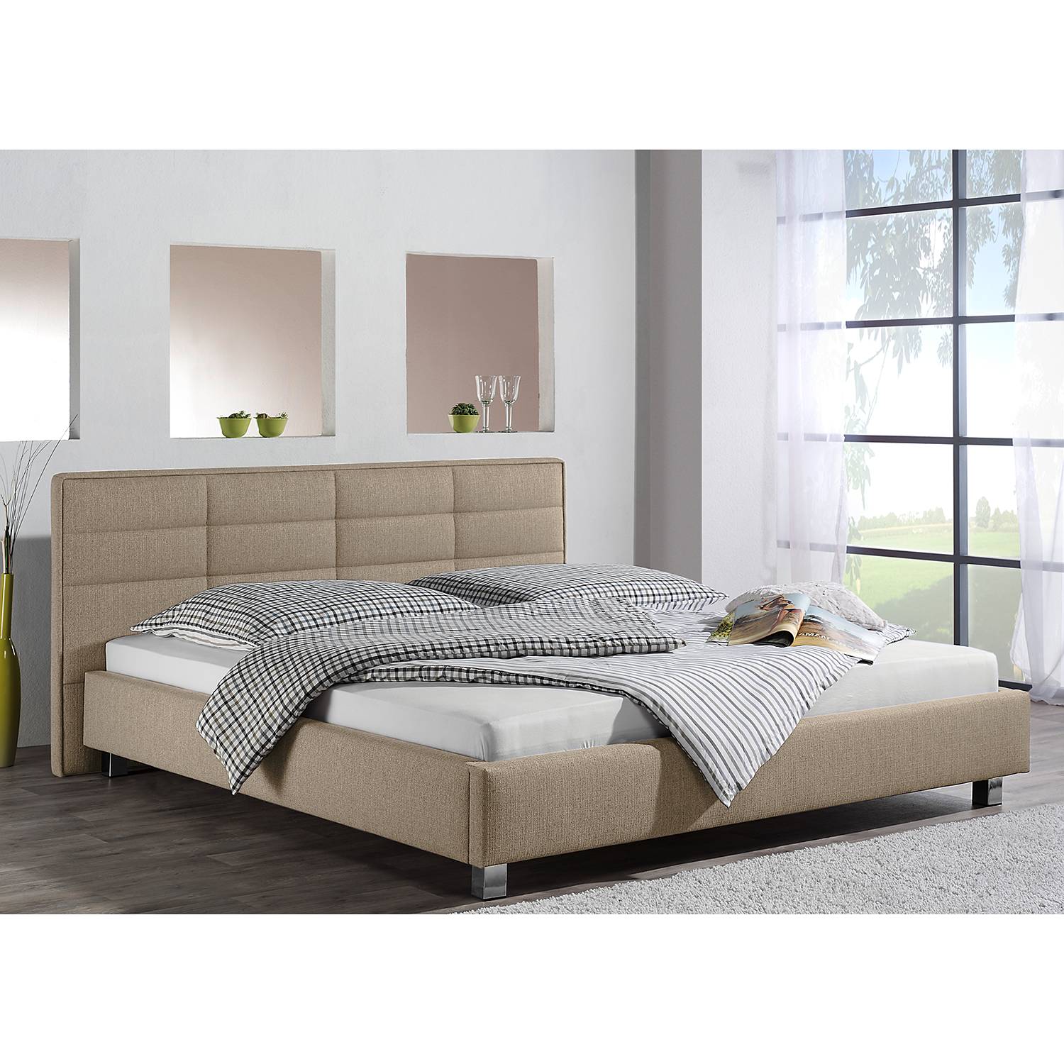 home24 loftscape Polsterbett Parsberg 160x200 cm Webstoff Cappuccino Modern