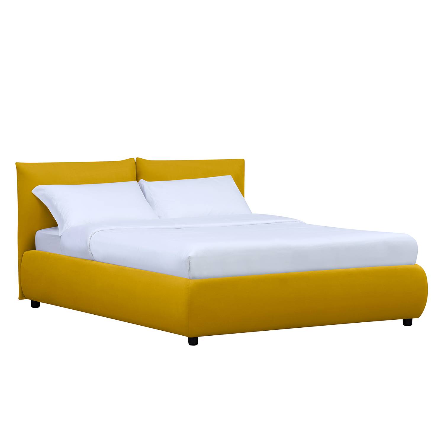 goedkoop Gestoffeerd bed Ponte inclusief opbergruimte 160 x 200cm Stof Valona Mosterdgeel Fredriks