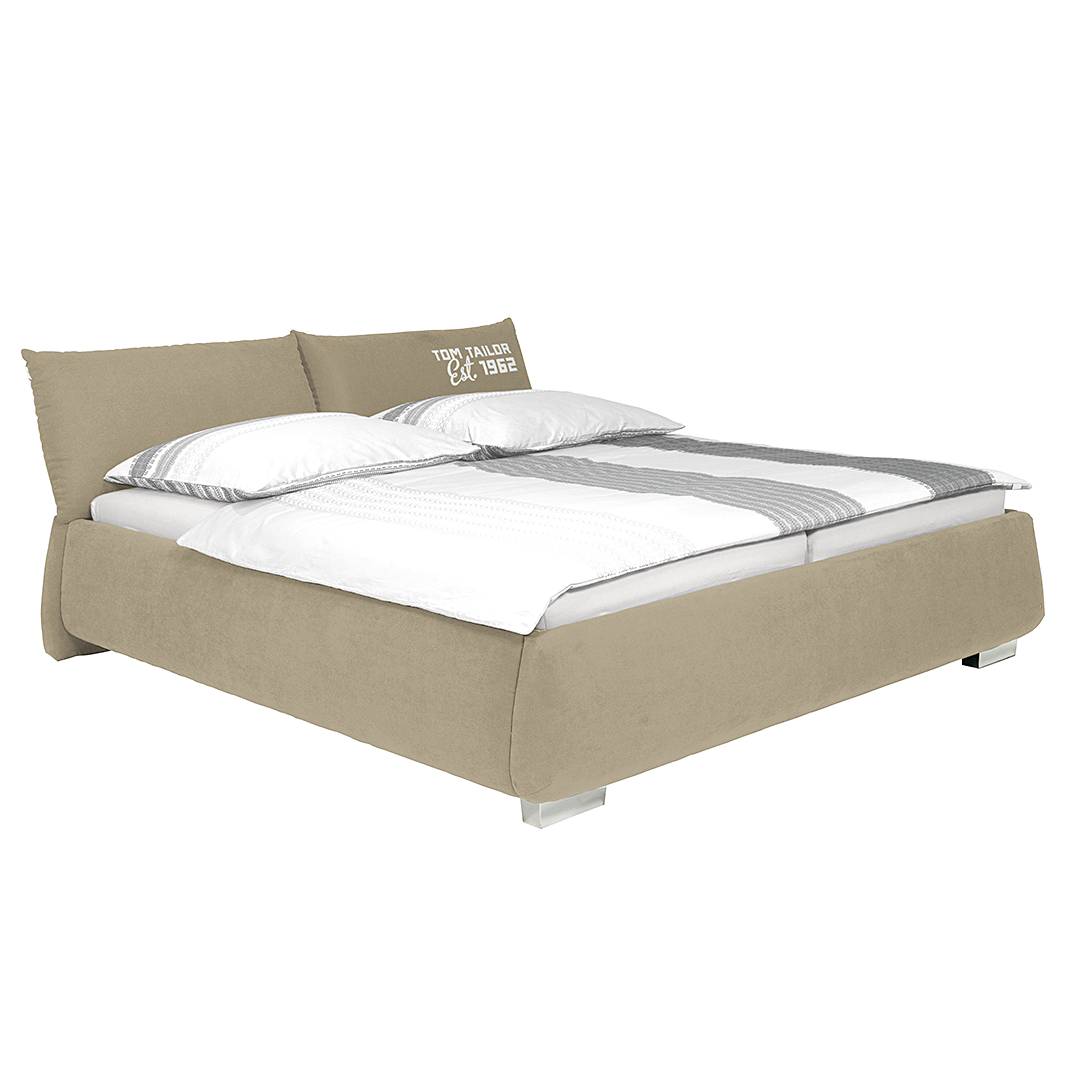 goedkoop Gestoffeerd bed Soft Pillow geweven stof 180 x 200cm H3 vanaf 80kg Ton pocketveringmatras Ecrú Tom Tailor